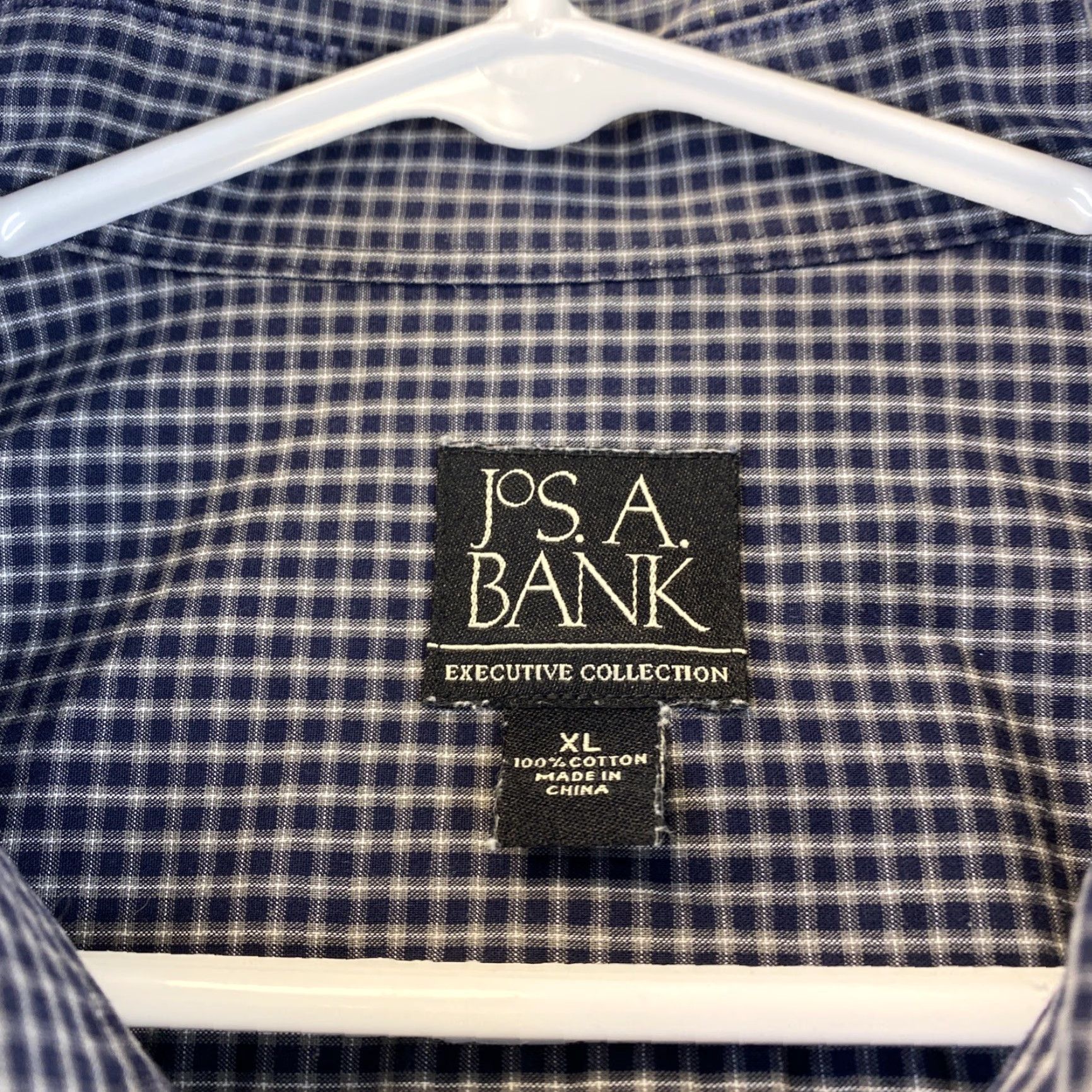Chaps Jos A Bank Button-Down Long Sleeve Men's XL Black White Check Dress Shirt/ 44-28 Size 46R - 3 Thumbnail