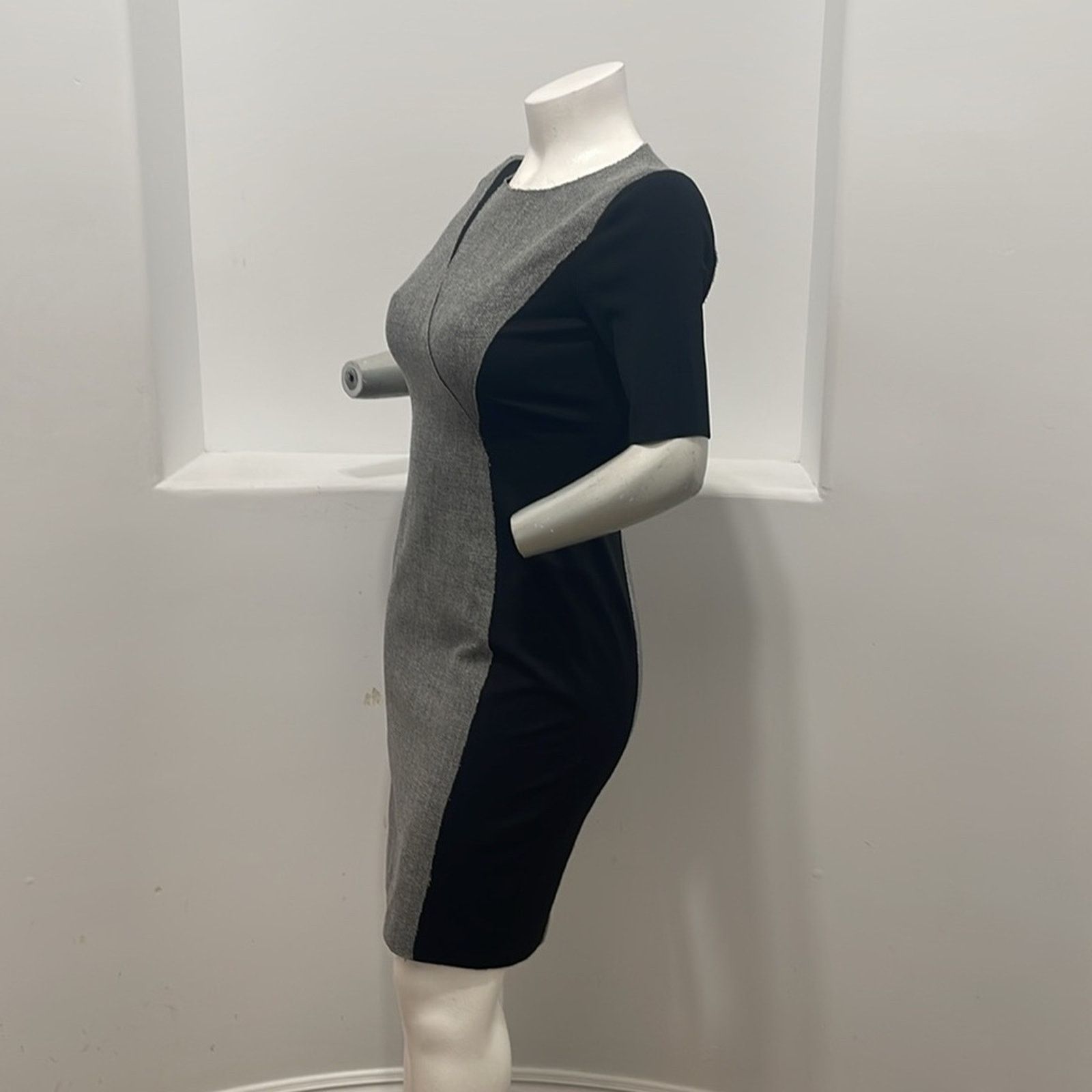 Elie Tahari Elie Tahari Axel Black Gray Sheath Dress Short Sleeve 10 Size L / US 10 / IT 46 - 7 Thumbnail