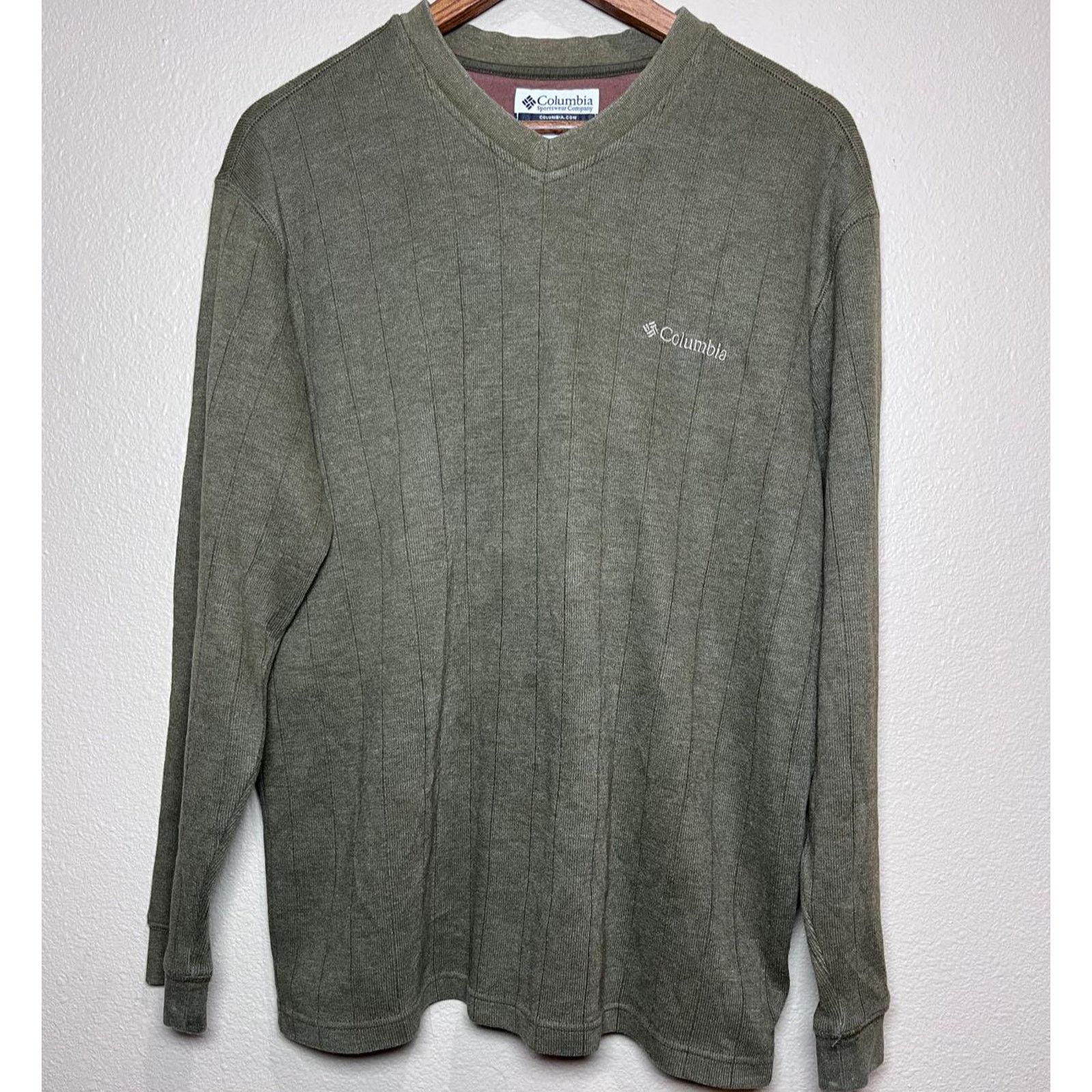 Columbia 🧵 Columbia Ribbed Knit V Neck Sweater – Olive Green Size L Size L / US 10 / IT 46 - 1 Thumbnail