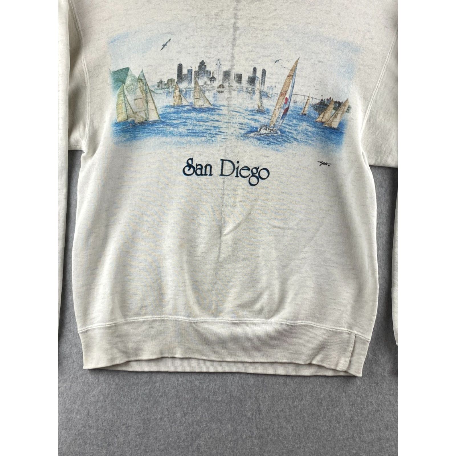 Vintage VINTAGE Oneita Sweatshirt Shirt Mens M White San Diego Pullover Graphic Print Logo All Seasons Breathable Hooded 90s Art San Diego Bay Mens Size US M / EU 48-50 / 2 - 3 Thumbnail