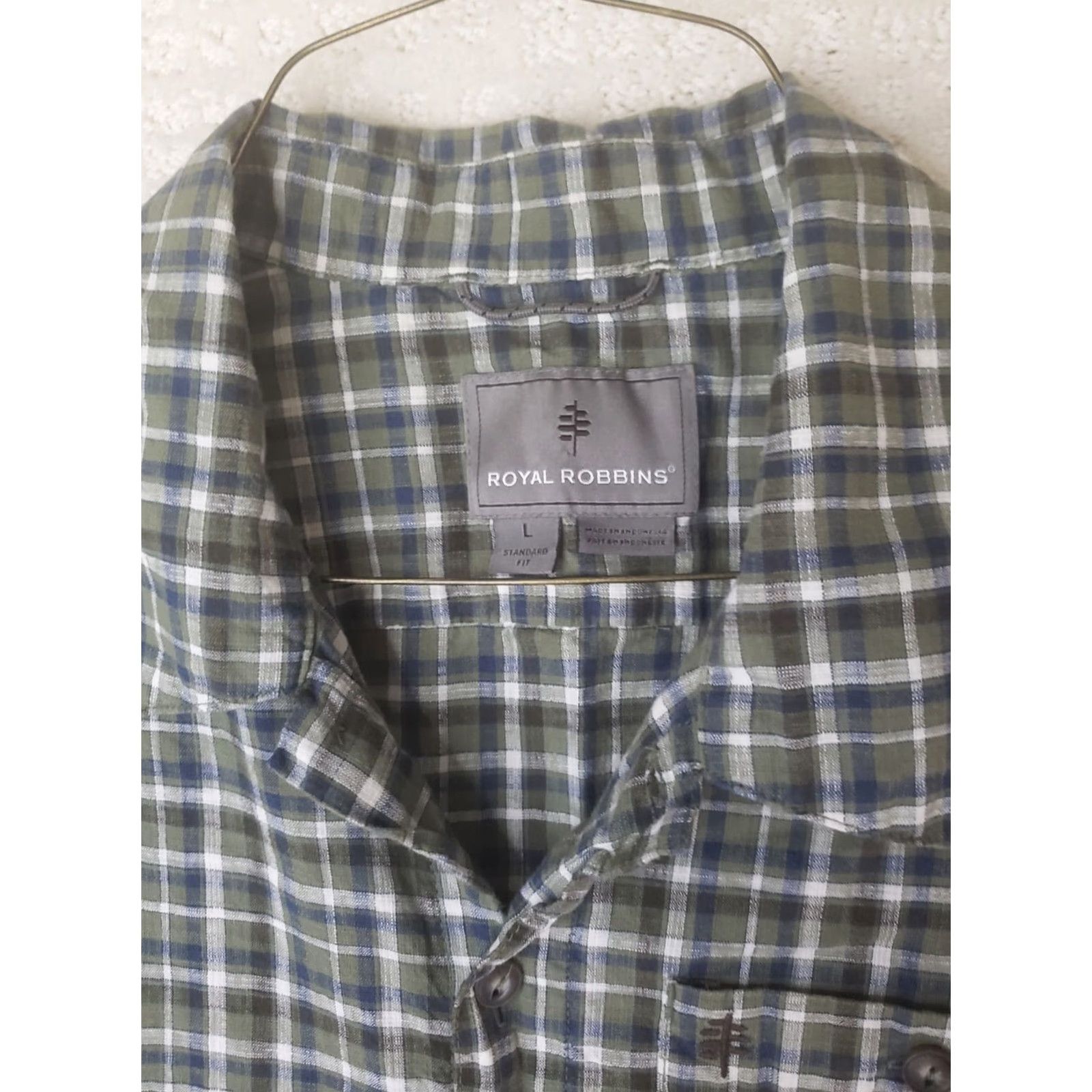 Royal Robbins VINTAGE Royal Robbins Men's Shirt Plaid Button-Front Short Sleeve Green Khaki White Regular L Size US L / EU 52-54 / 3 - 6 Thumbnail