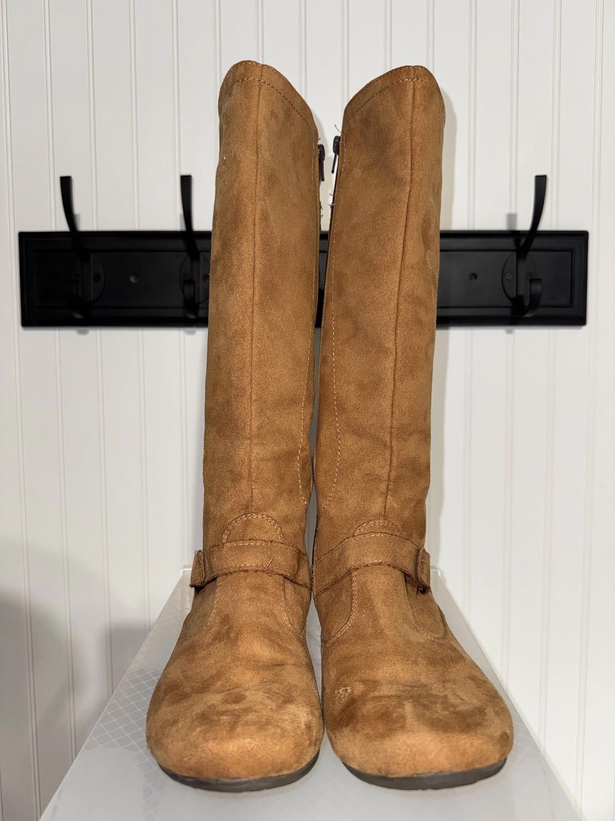 Andrew Marc Brown Suede and Quilted Leather Knee-High Boots Size US 7.5 / IT 37.5 - 1 Thumbnail