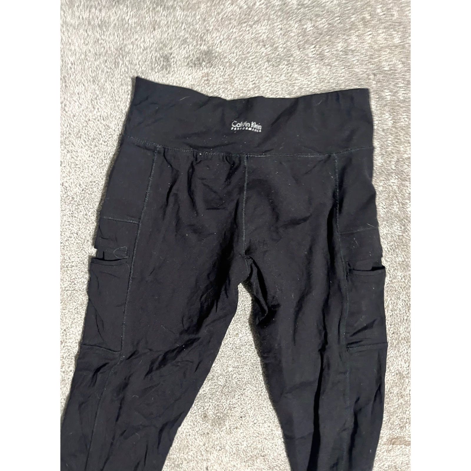 Calvin Klein Calvin Klein Performance Capris Womens M Black Leggings Logo Spellout Quick Dry Policy? Size 32" / US 10 / IT 46 - 2 Thumbnail