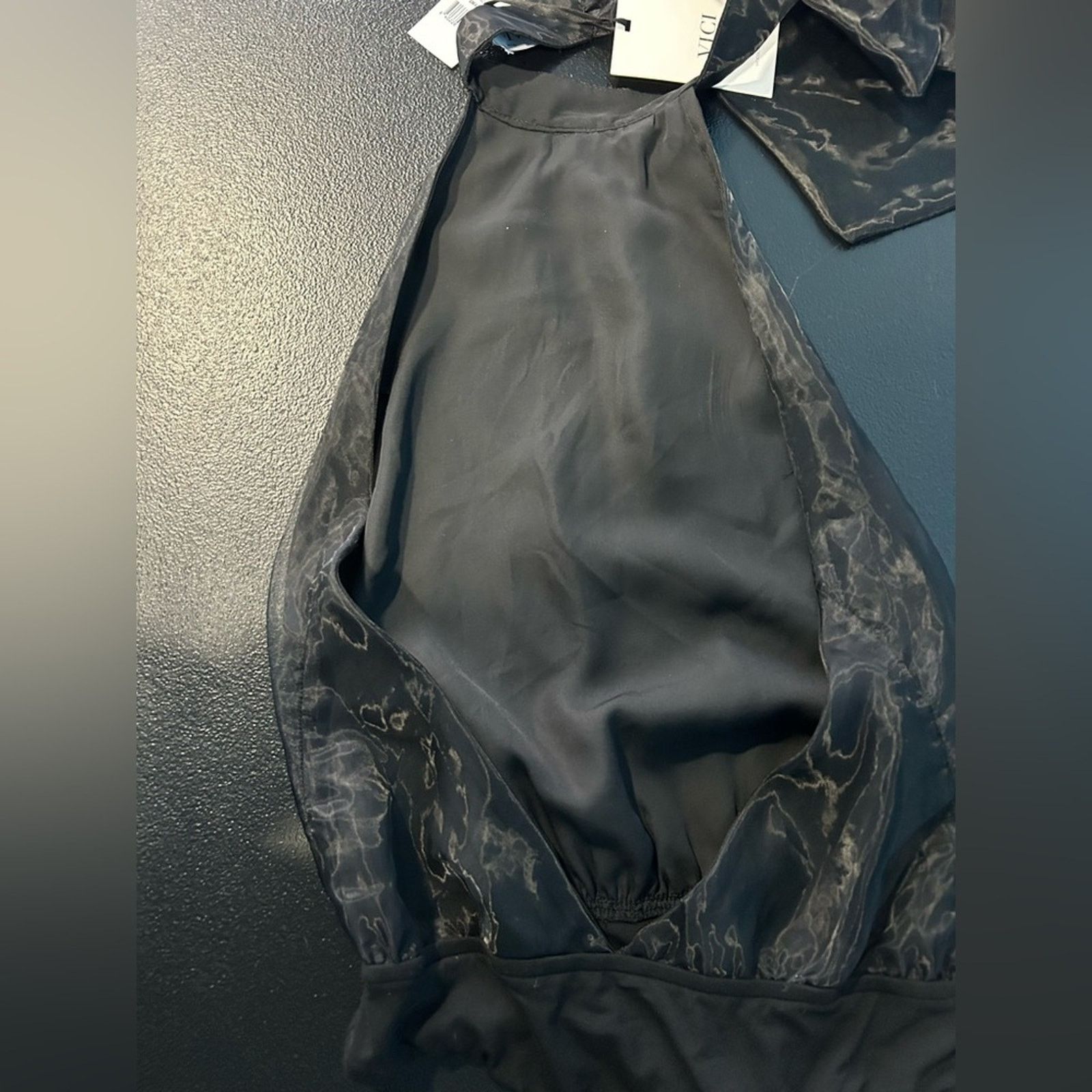 Other Vici Black Organza Halter Bow Tie Neck Bodysuit NWT S Size S / US 4 / IT 40 - 4 Thumbnail