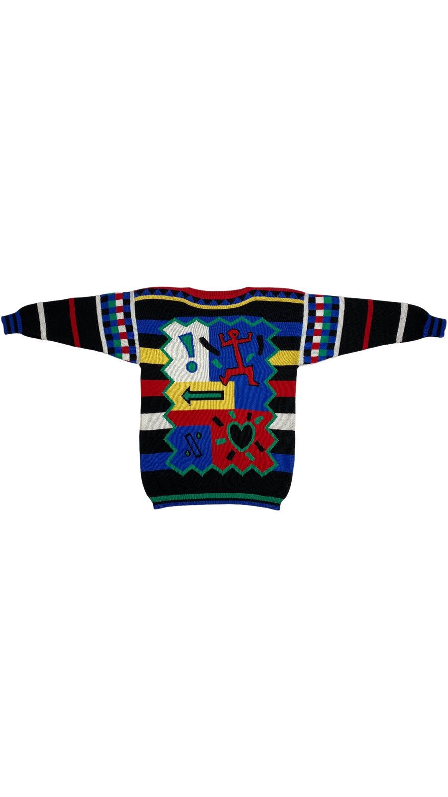 Vintage LASTDROP🔥Vintage 90s Striped Abstraction Heart Dress Sweater Size S / US 4 / IT 40 - 2 Thumbnail