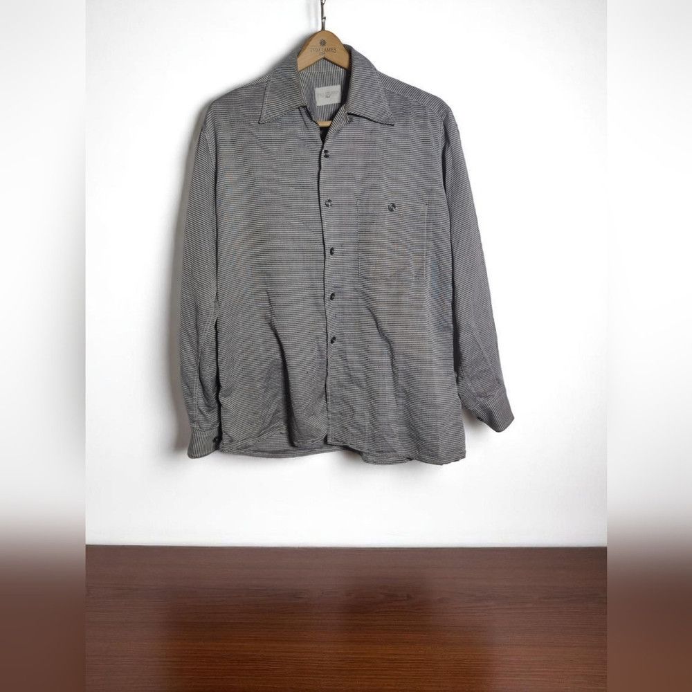 Pal Zileri Pal Zileri Striped Shirt Sz M in Gray and White Size US M / EU 48-50 / 2 - 1 Thumbnail