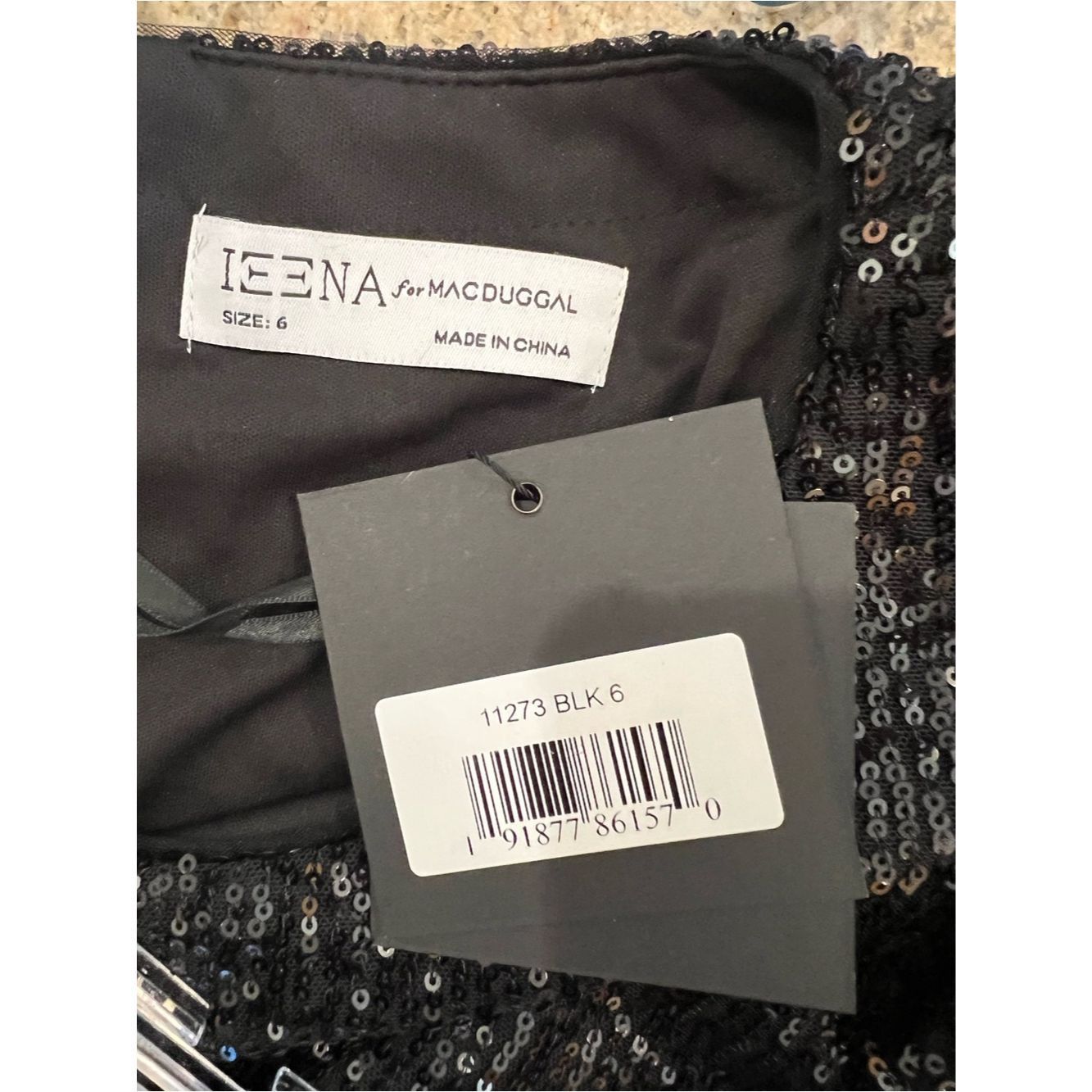 Mac Duggal Ieena for Mac Duggal 11273 Black Sequin Wide Leg Jumpsuit G Size 28" / US 6 / IT 42 - 7 Thumbnail