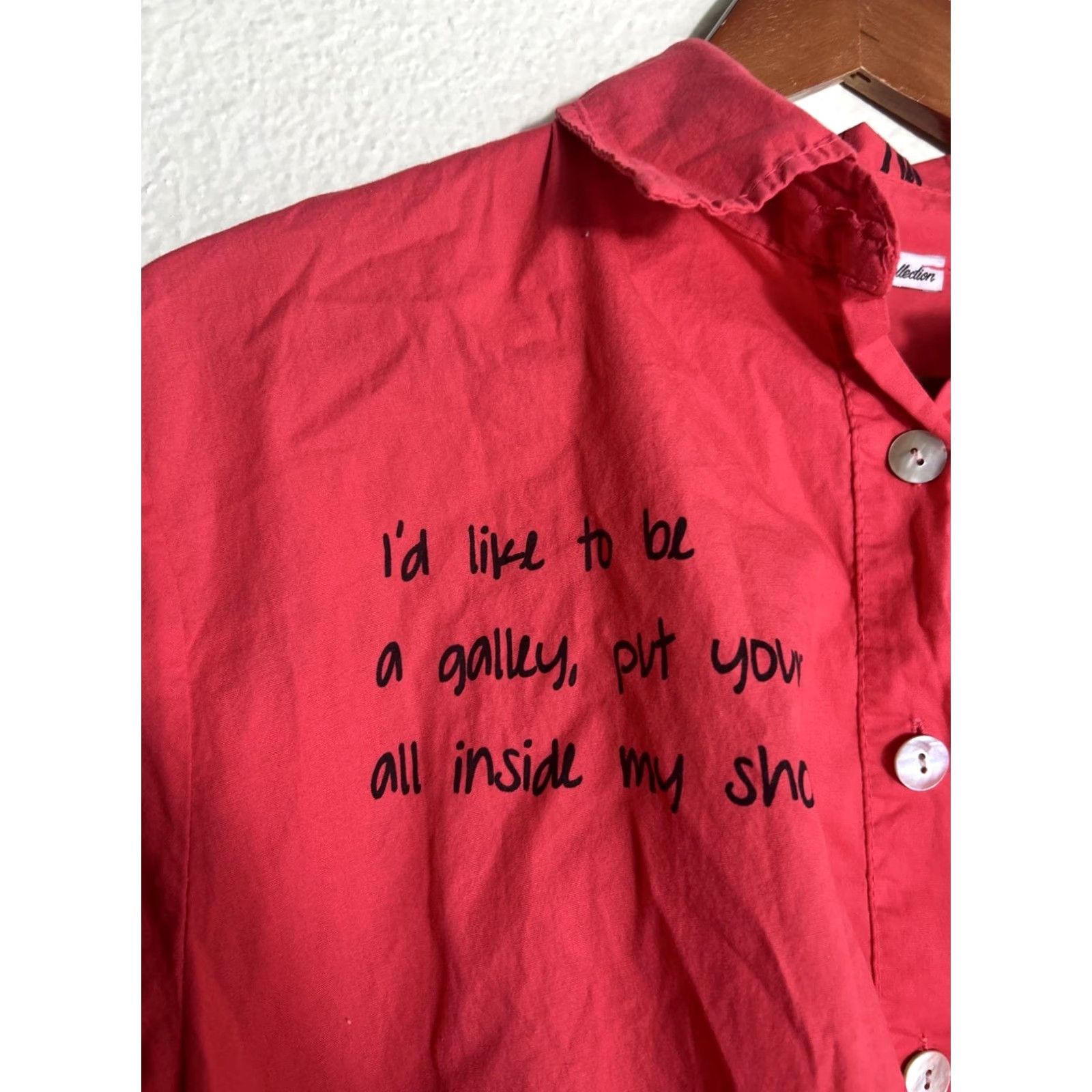 Vintage VINTAGE New Collection Blouse Red 100% Cotton XL Women Grunge Oversized Italy 1/4 Button Size XL / US 12-14 / IT 48-50 - 3 Thumbnail