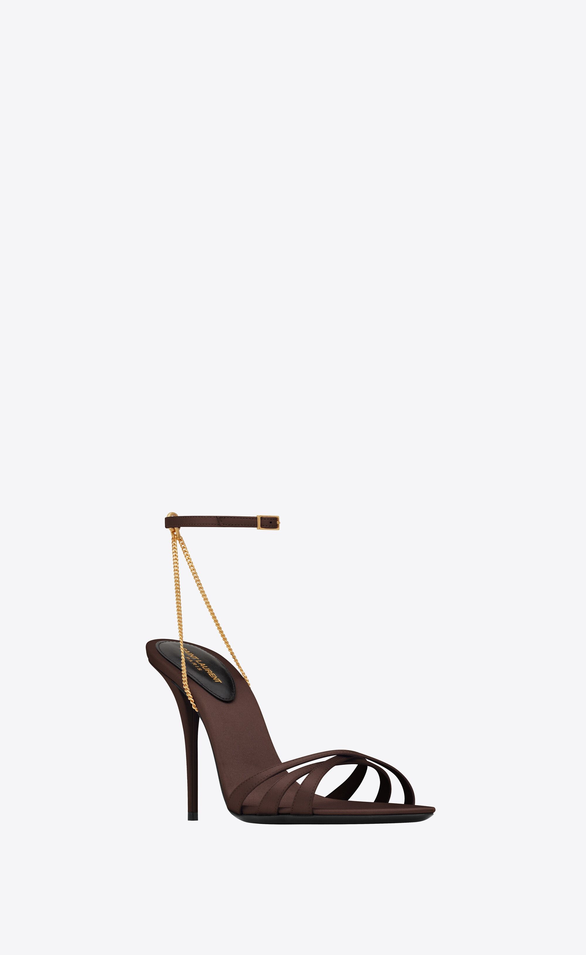 Saint Laurent Paris o1tp1o0125 Melody Sandals in Crepe Satin in Dark Chocolate Size US 8.5 / IT 38.5 - 2 Thumbnail