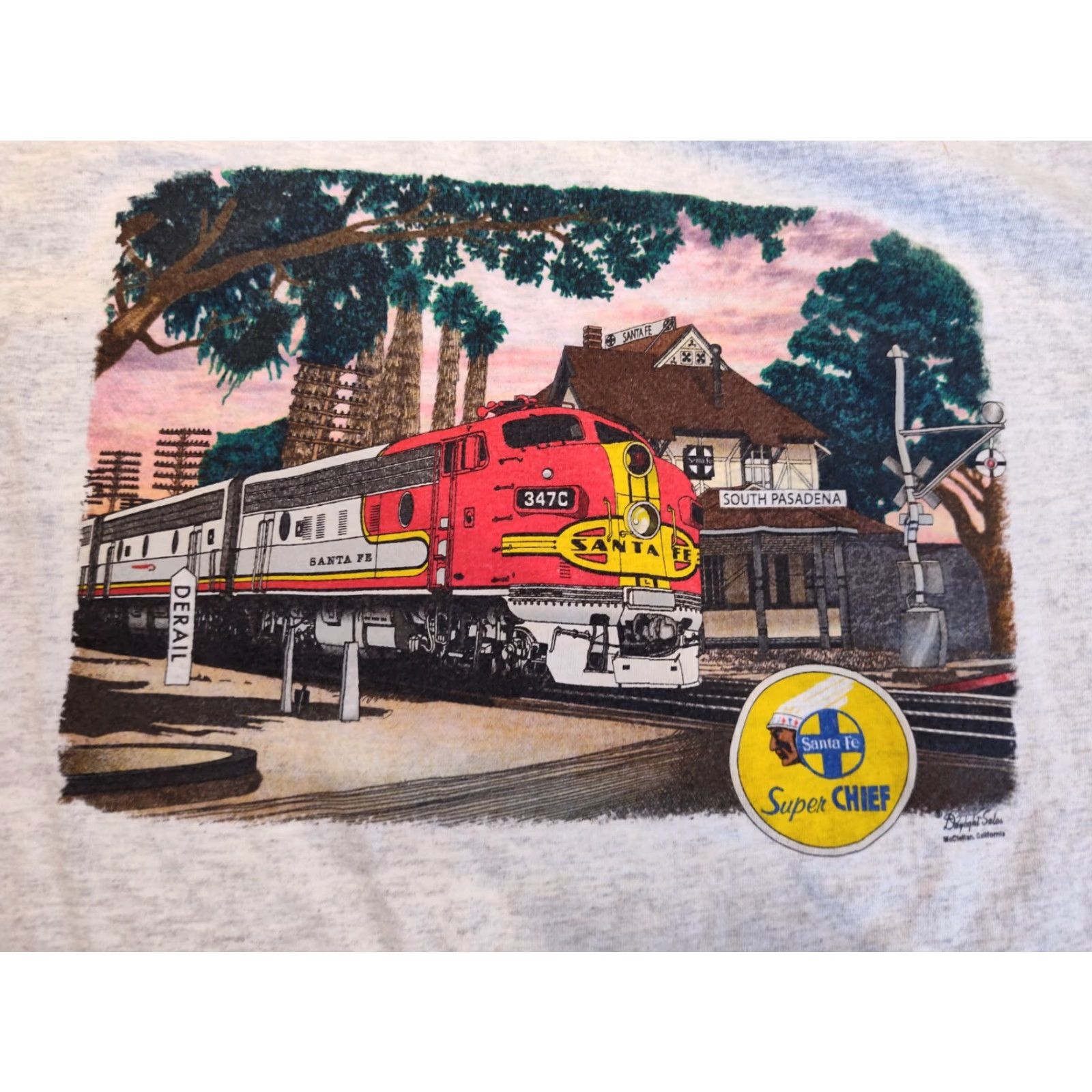 Vintage VINTAGE Santa Fe Super Chief Graphic T-Shirt Men Size XL Gray Railroad Train 90s Daylight Sales Size US XL / EU 56 / 4 - 2 Thumbnail
