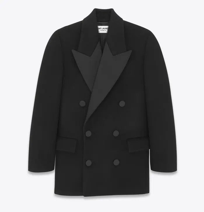 Saint Laurent Paris o1bcso1str0226 Oversized Tuxedo Peacoat in Black Size US L / EU 52-54 / 3 - 1 Thumbnail