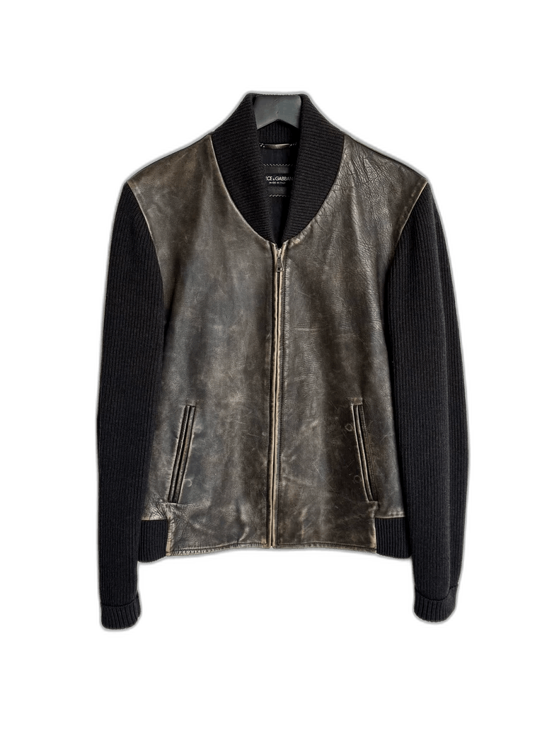 Dolce & Gabbana Dolce&Gabbana Vintage Leather Baseball Jacket Size US L / EU 52-54 / 3 - 1 Thumbnail