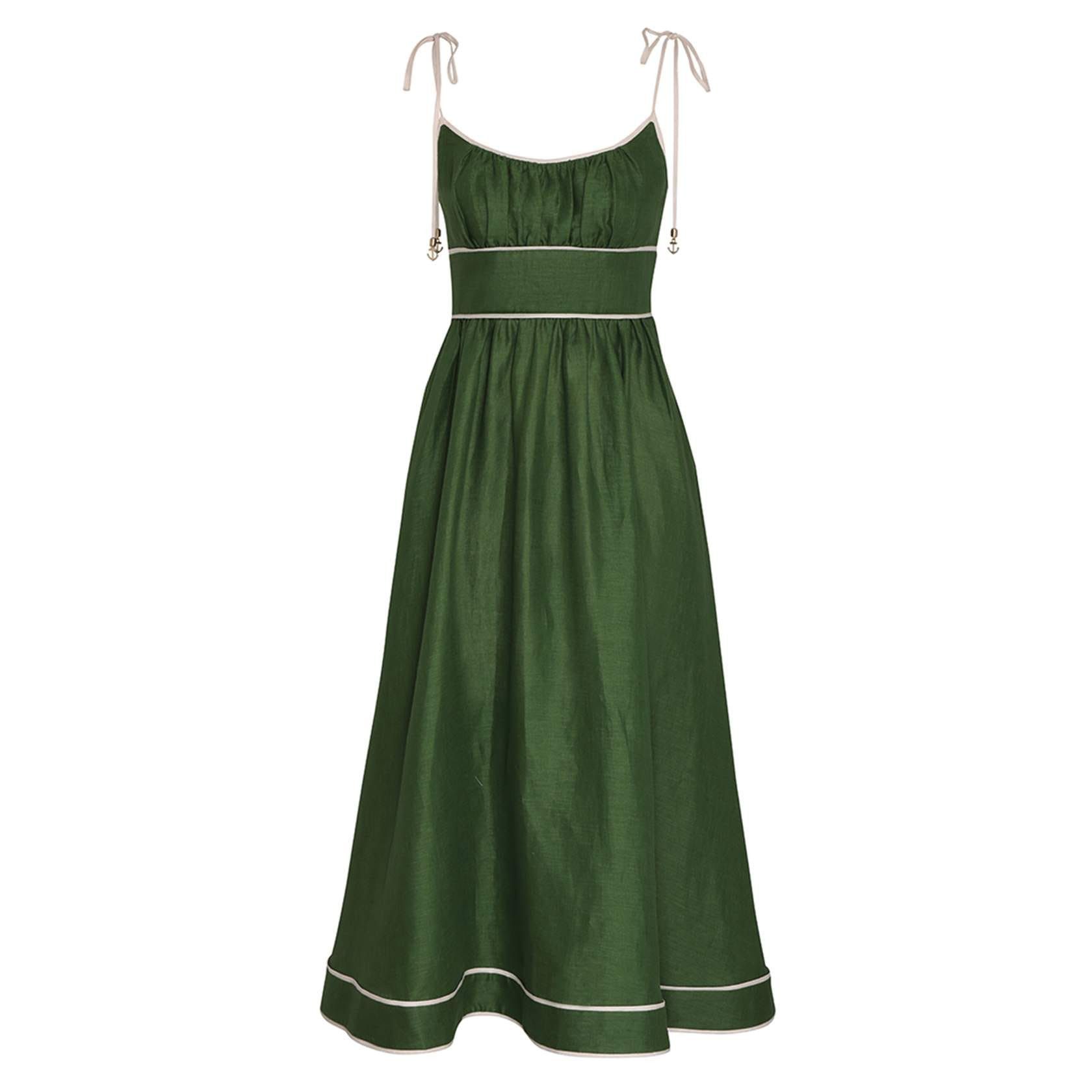 Zimmermann Green Tiggy Bow Midi Dress | Grailed