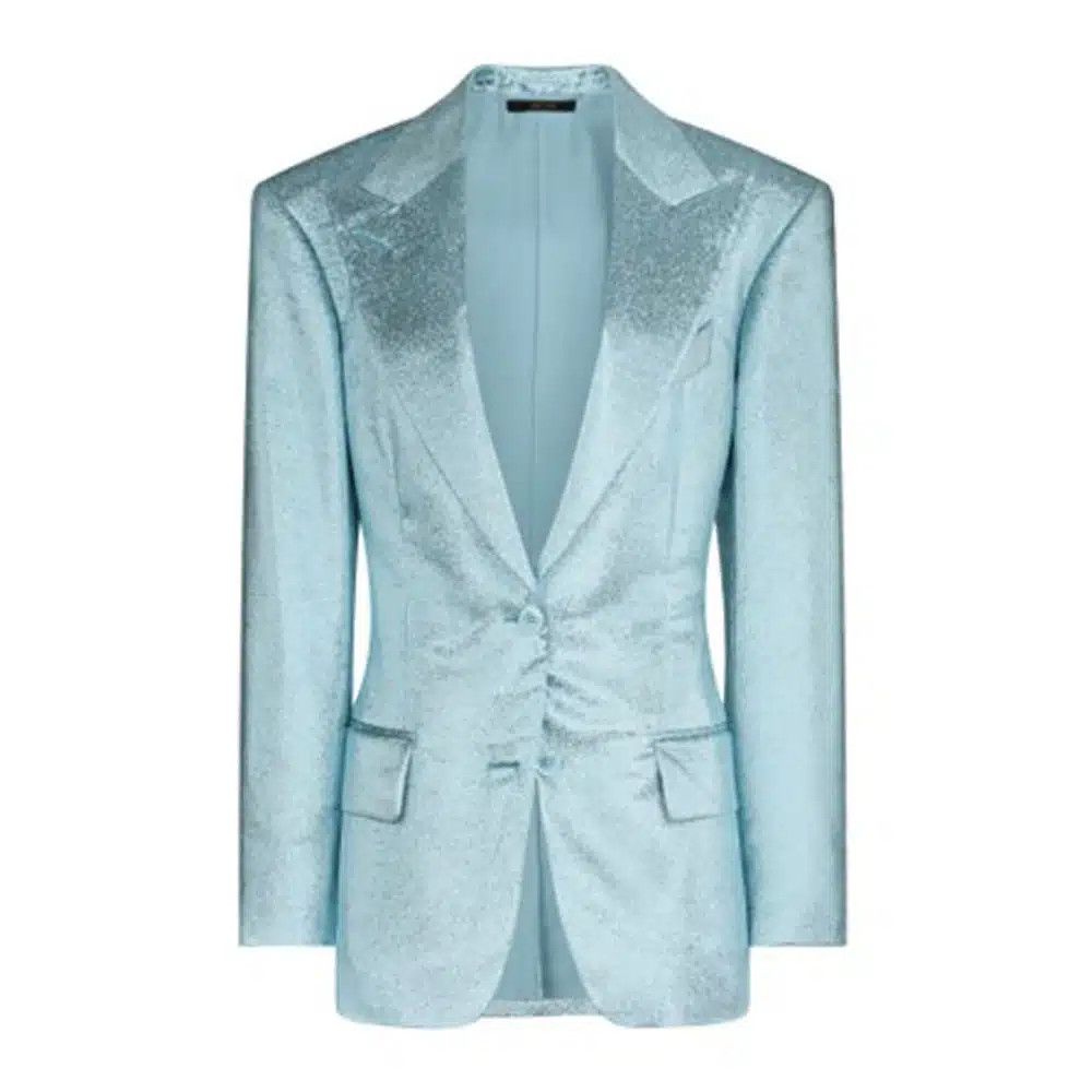 Tom Ford o1loc1c1124 GI2945 Iridescent Sable Jacket in Light Blue Size XXS / US 00 / IT 34 - 1 Thumbnail