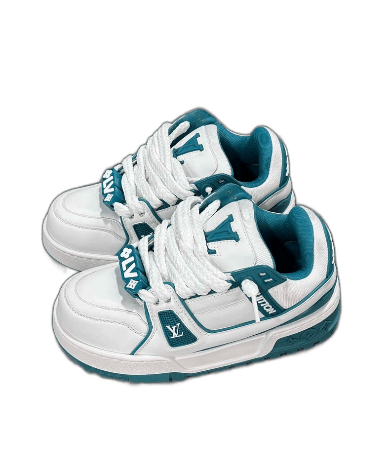 Louis Vuitton Louis Vuitton White and Teal Sneakers Size US 8 / IT 38 - 1 Thumbnail