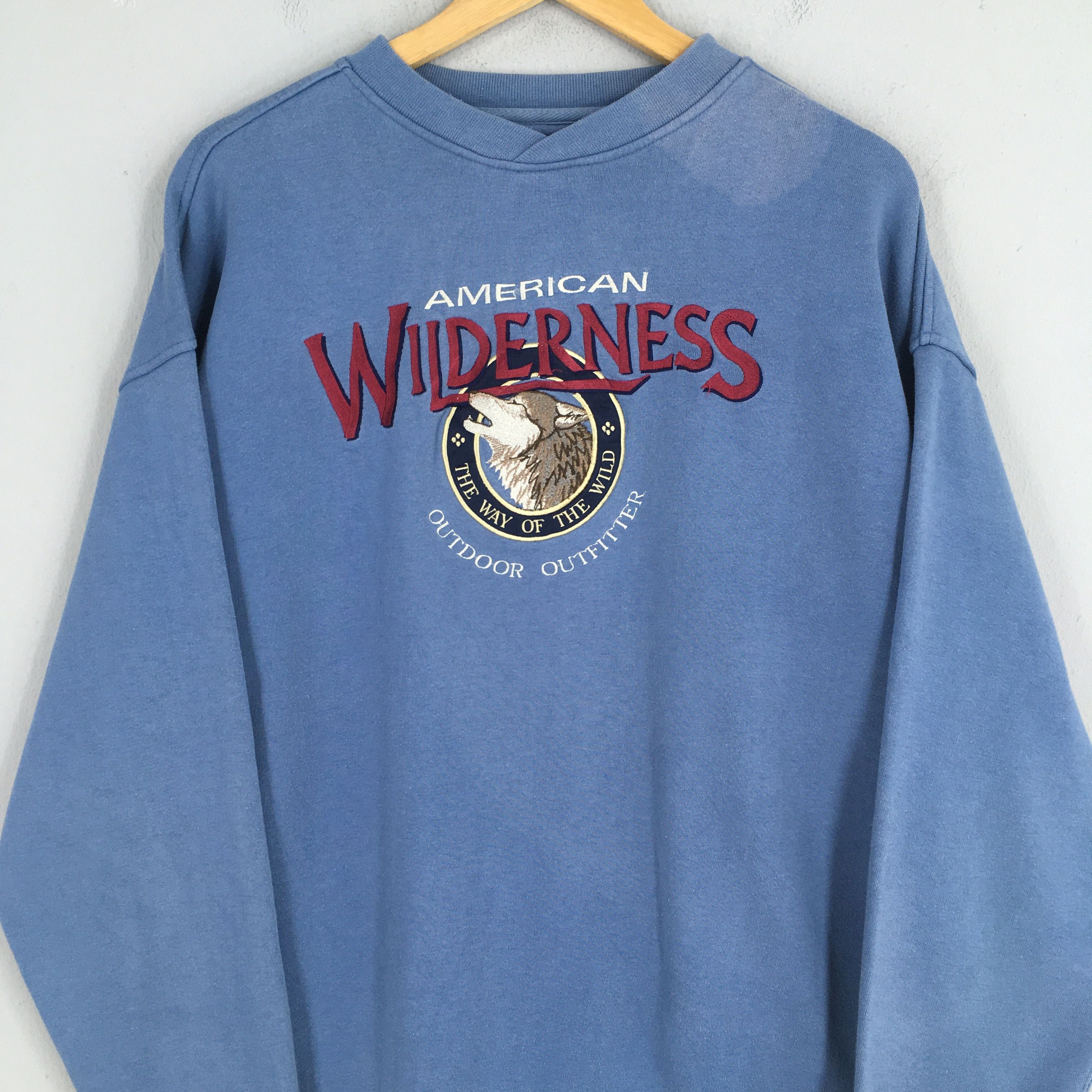 Habitat Vintage 90s American Wilderness Blue Sweatshirt XLarge Size US XL / EU 56 / 4 - 2 Thumbnail