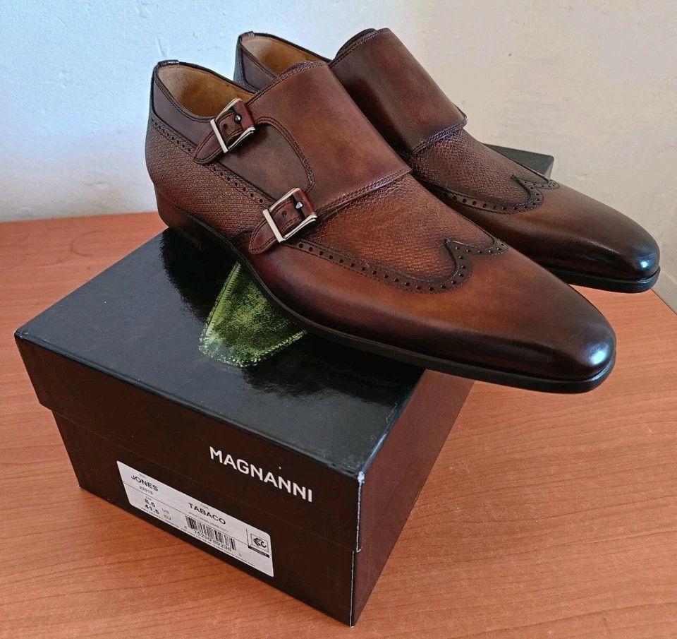 Magnanni Jones Double Monk StrapTabaco Leather Shoes US 8.5
