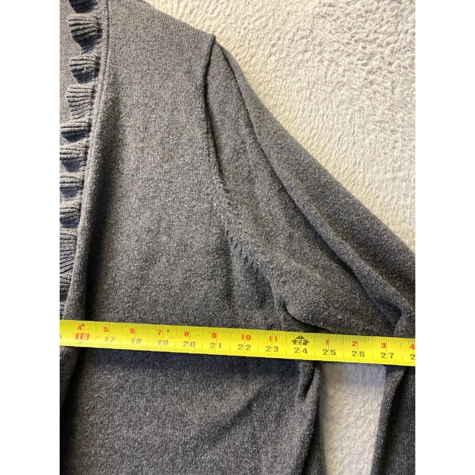 Lands' End Lands' End Cardigan Sweater Women 3XL Gray Mock Neck Long Sleeve Knit Full Zip Wool Cotton Nylon Fair Isle Seasonal Fall Winter Spring Womens Size XXL / US 16-18 / IT 52-54 - 6 Thumbnail