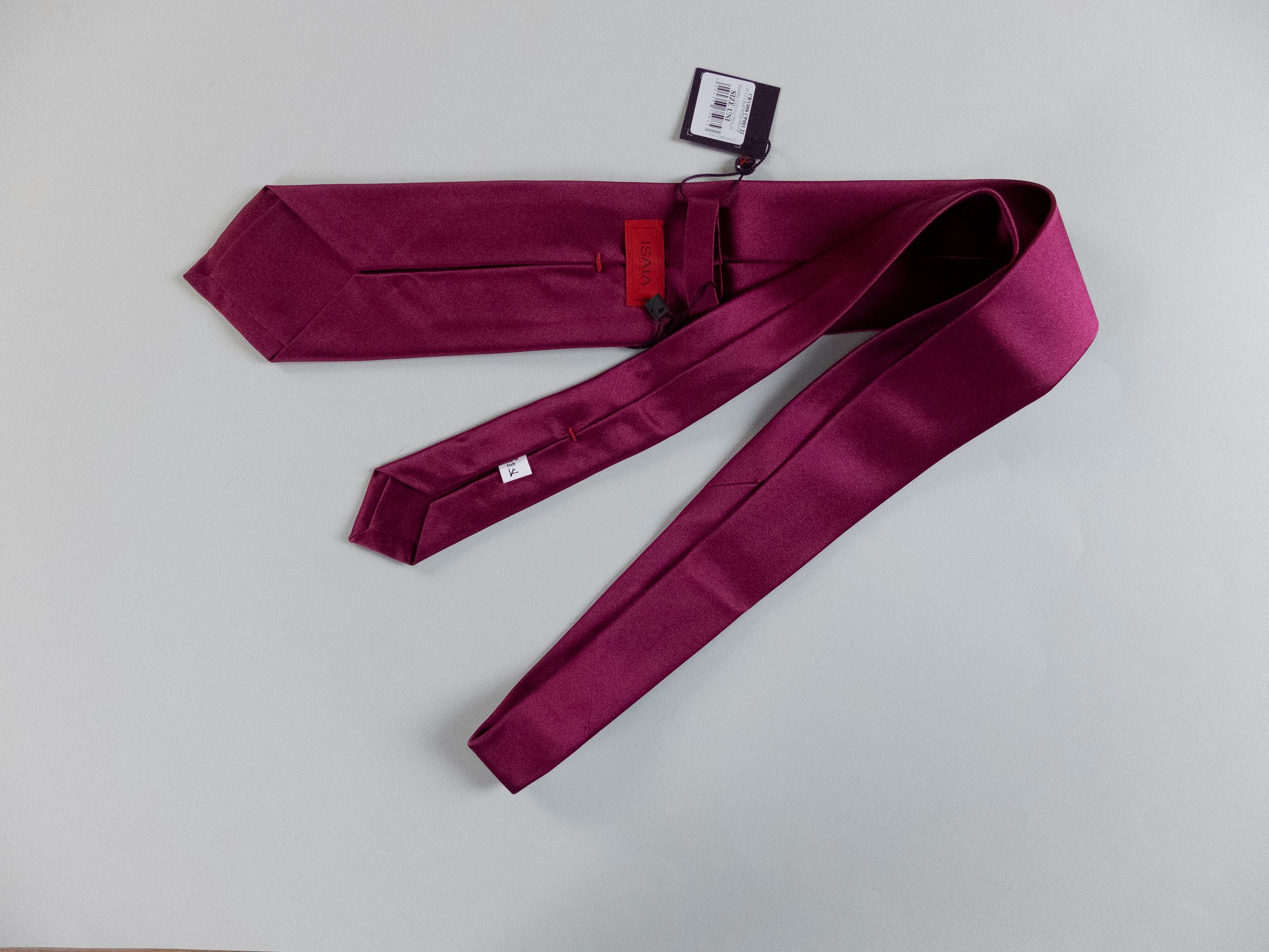Isaia ISAIA Napolli solid fuchsia pink satin silk tie authentic Size ONE SIZE - 2 Thumbnail