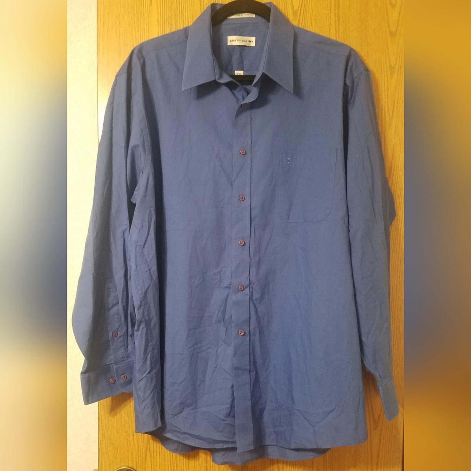 Pierre Cardin Pierre Cardin Navy Dress Shirt 17 1/2 Size 38R - 1 Thumbnail