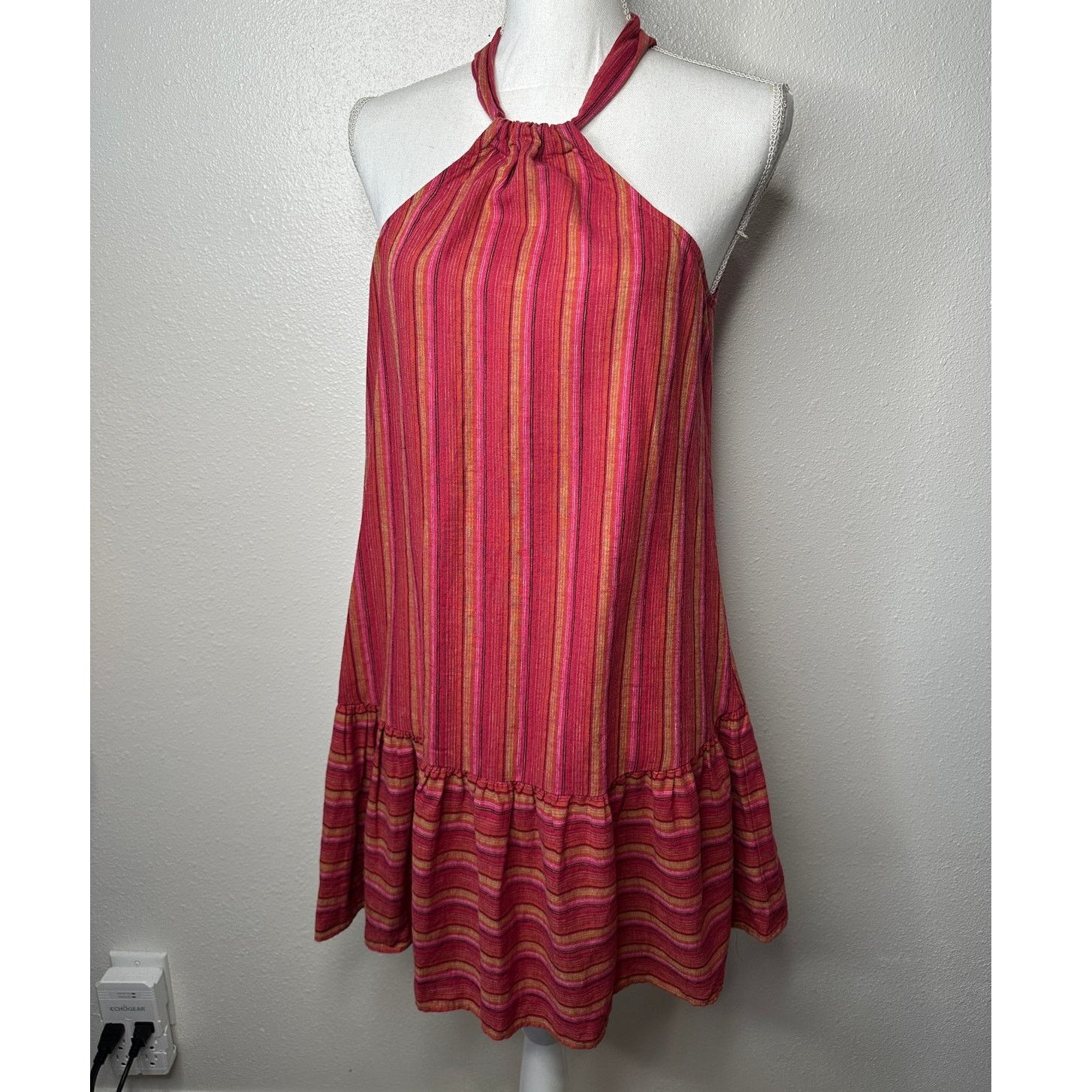 BCBGeneration BCBG Generation Halter Mini Dress XS Pink Striped Sleeveless Size XS / US 0-2 / IT 36-38 - 11 Thumbnail