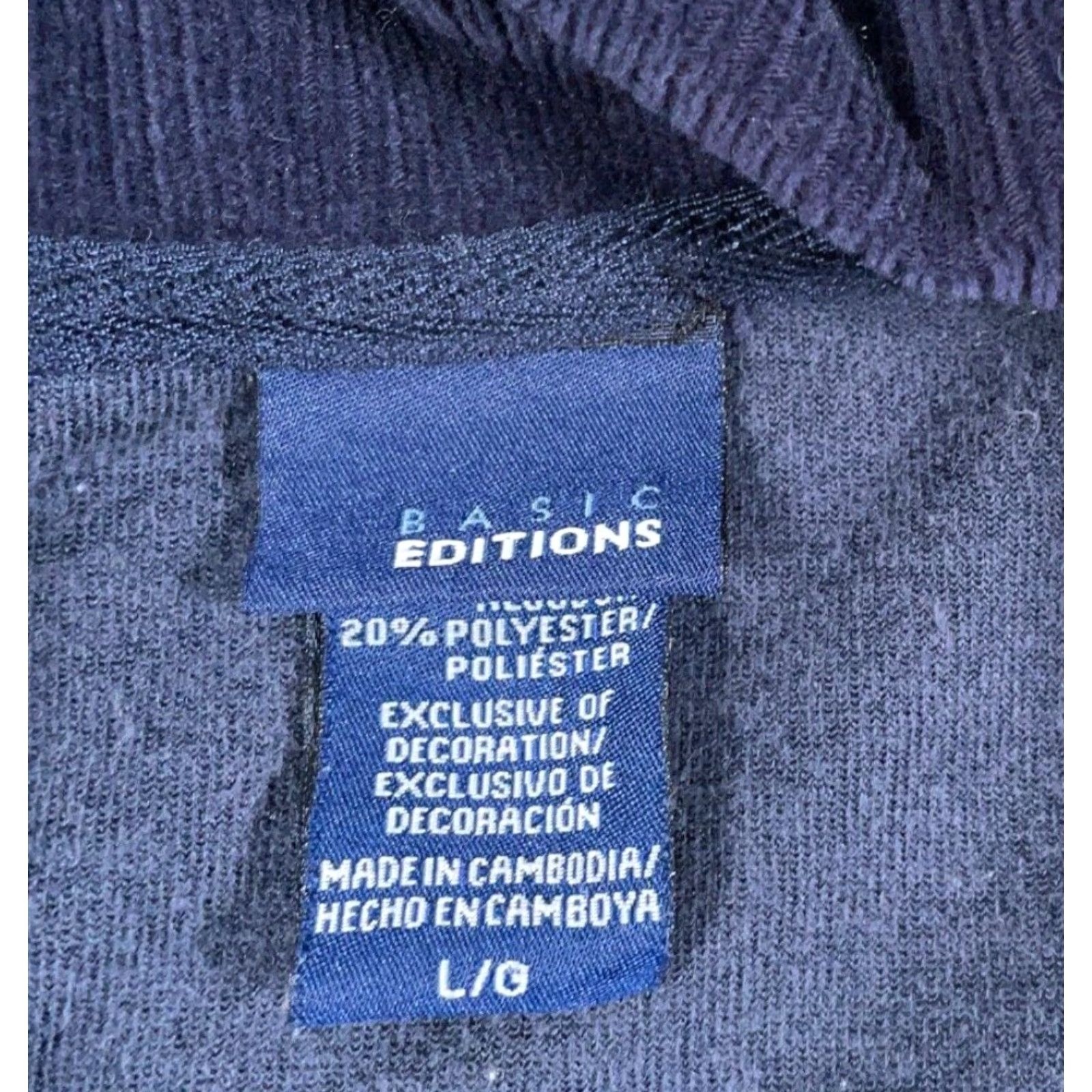 Basic Editions Retro Velour Zip Track Jacket Women's Large Dark Blue Lightweight Skater Mod Size L / US 10 / IT 46 - 3 Thumbnail