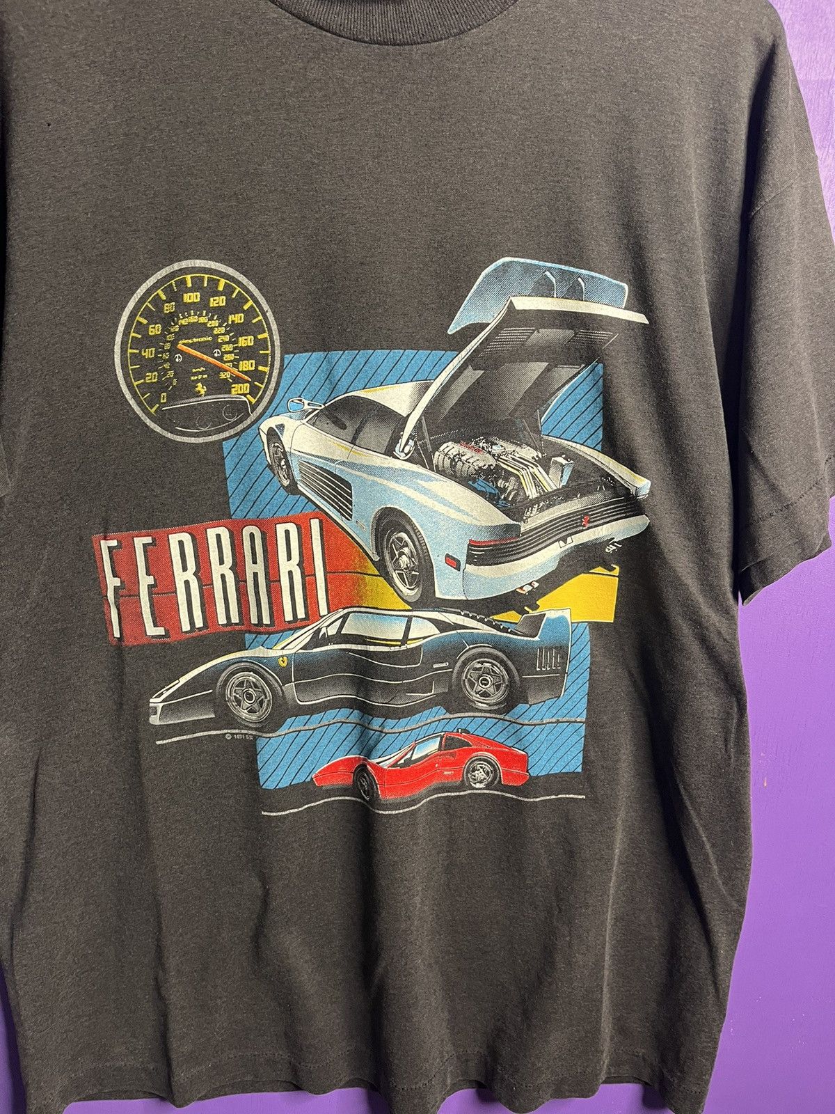 Vintage Vintage 1991 Ferrari F40 car faded t-shirt Size US L / EU 52-54 / 3 - 3 Thumbnail