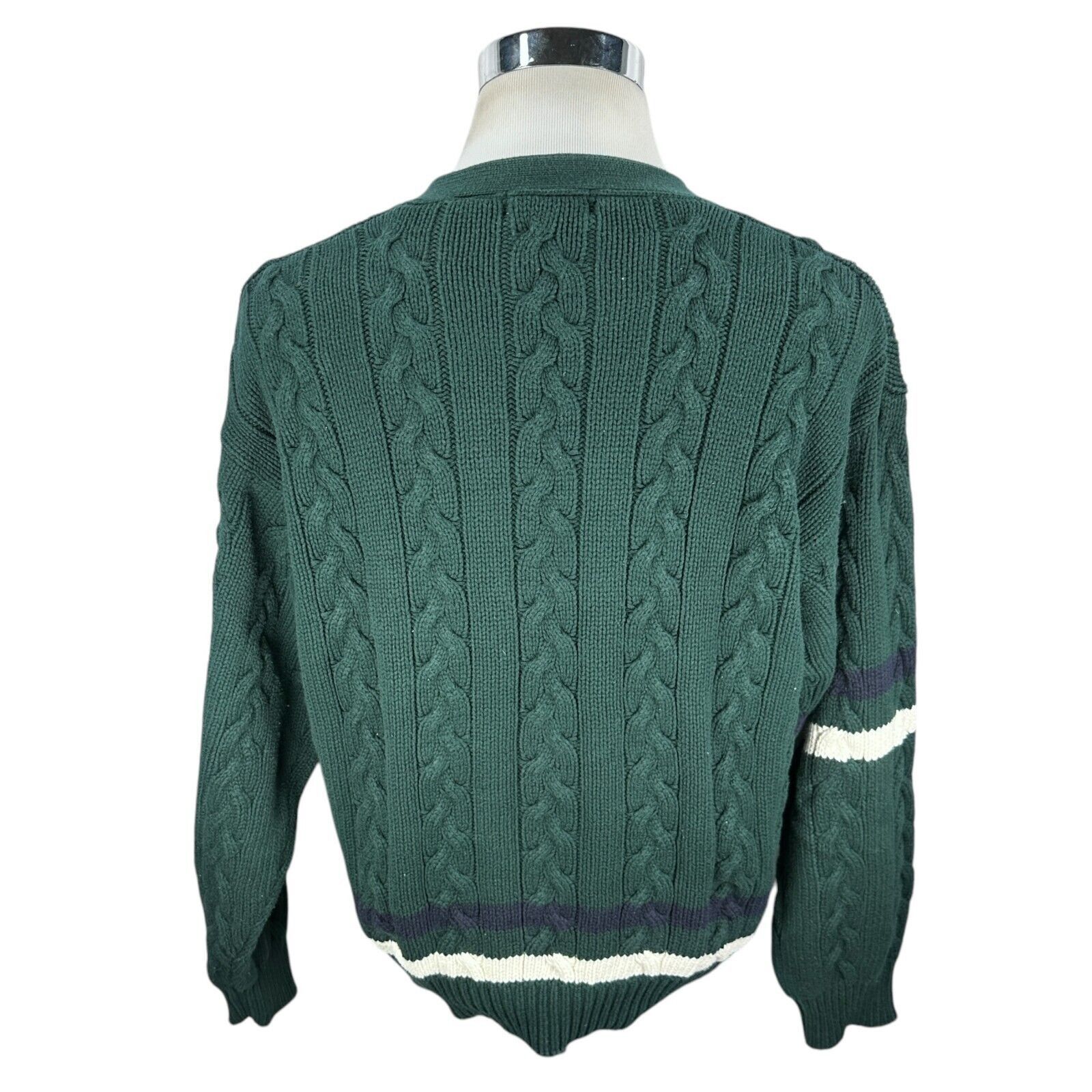 Izod Vintage Izod Cable Knit Cardigan Sweater Mens XL Green Size US XL / EU 56 / 4 - 4 Thumbnail