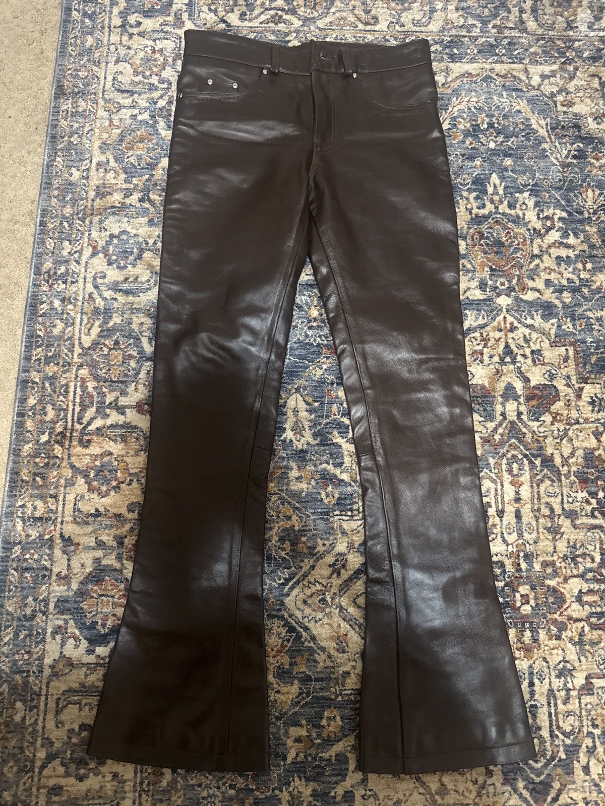 NYRVA NYRVA brown flared leather pants Size US 32 / EU 48 - 1 Thumbnail