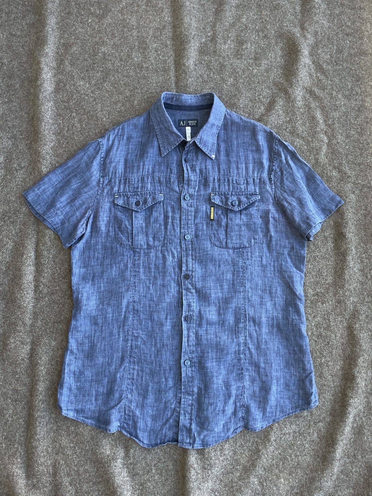 Armani Armani Jeans Linen Shirt Size US XL / EU 56 / 4 - 1 Thumbnail