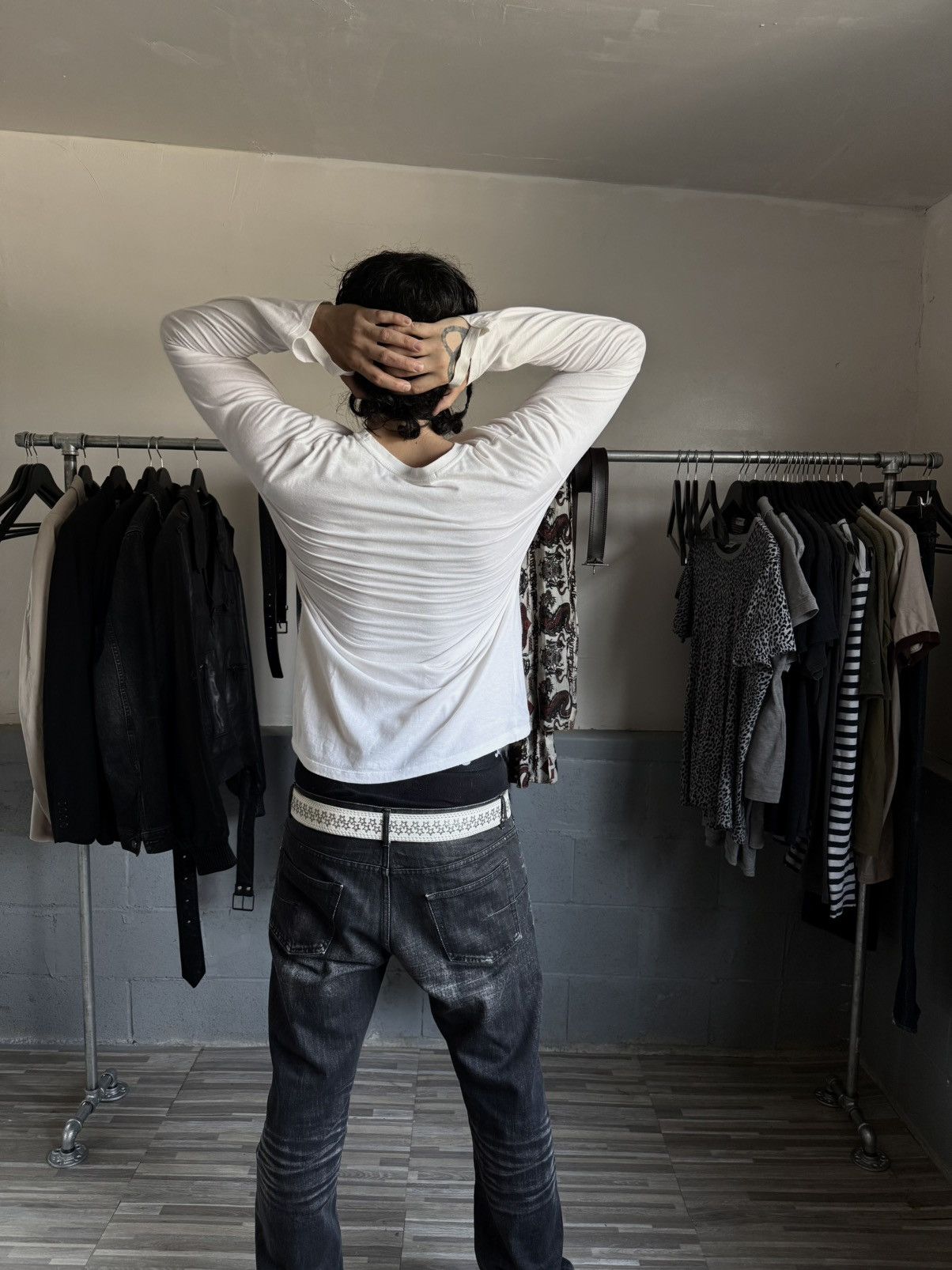 Pre-owned Helmut Lang Aw03 Bondage Longsleeve In White