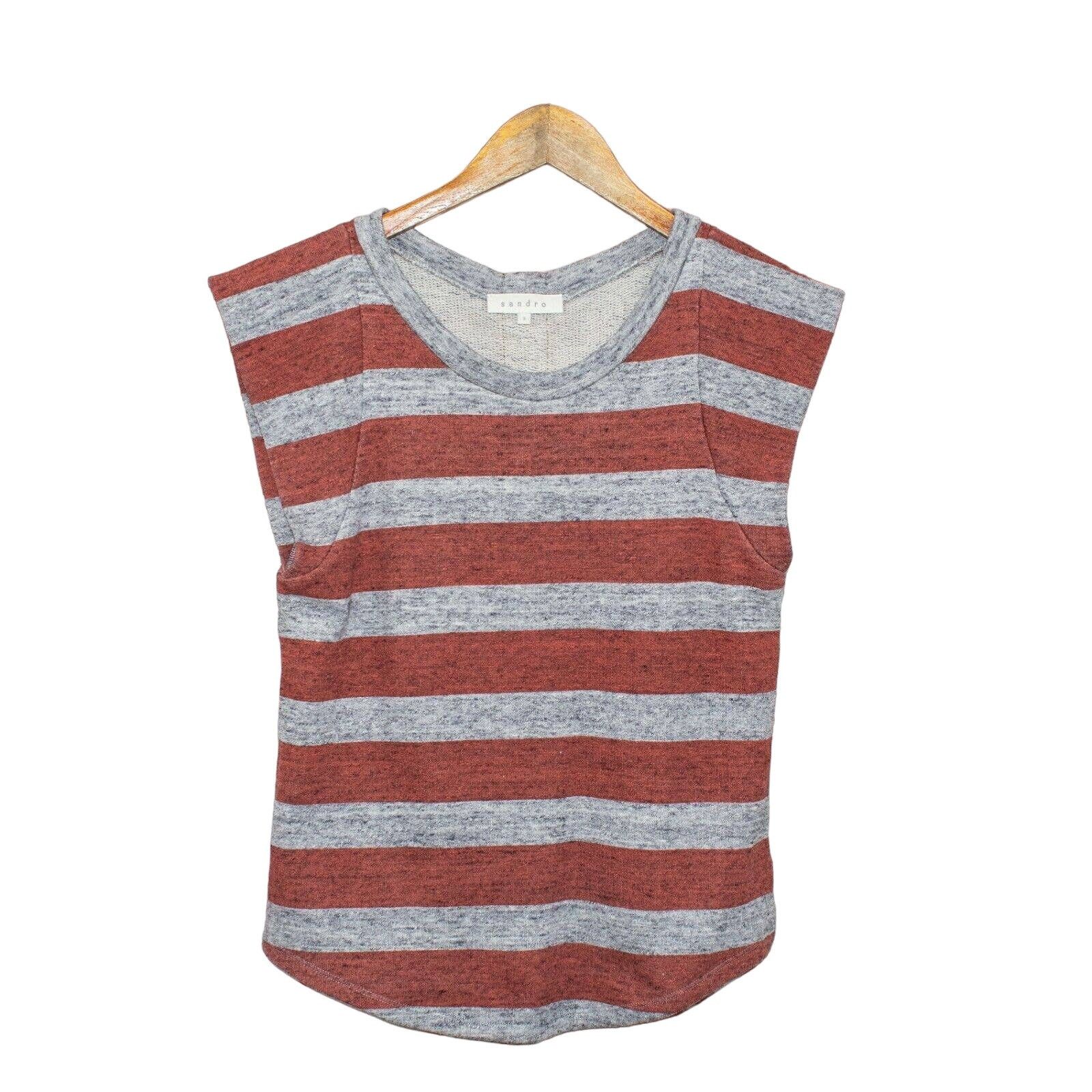 Sandro SANDRO Short Sleeve Sweatshirt Back Leather Lace up Size L / US 10 / IT 46 - 6 Thumbnail