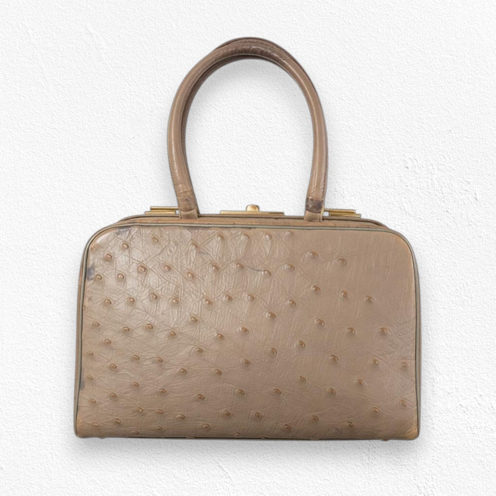 Vintage 1950s Genuine Ostrich Leather Top Handle Purse Size ONE SIZE - 1 Thumbnail