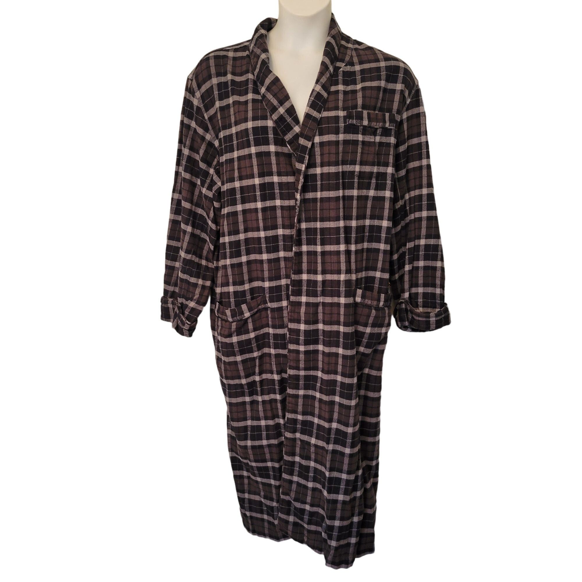Brooks Brothers Brooks Brothers Black Gray Plaid Cotton Robe M Pockets Winte Size ONE SIZE - 1 Thumbnail