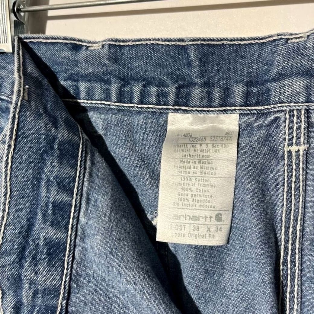 Carhartt Carhartt Jeans Carhartt Loose Original Fit Carpenter Jeans Mens 38x34 Blue Denim Distressed Straight Relaxed 5-Pocket Logo Denim Mens Size US 38 / EU 54 - 3 Thumbnail