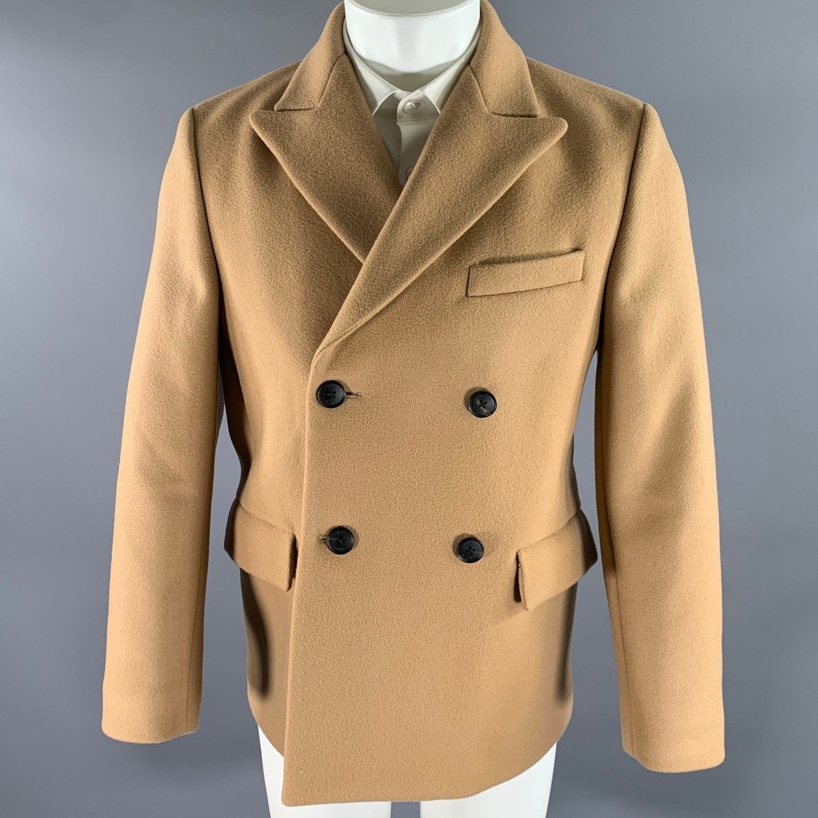 Nili Lotan NILI LOTAN Size M Tan Wool Peacoat Size M / US 6-8 / IT 42-44 - 1 Thumbnail