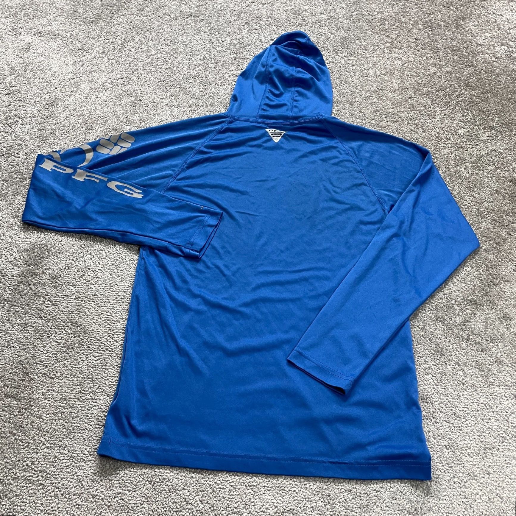 Vintage Columbia PFG Omni Shade Active Jacket Mens XS Blue Long Sleeve Lightweight Hooded Breathable Lightweight Regular Fit Ocean/Blue Fish Pattern Size US XS / EU 42 / 0 - 2 Thumbnail