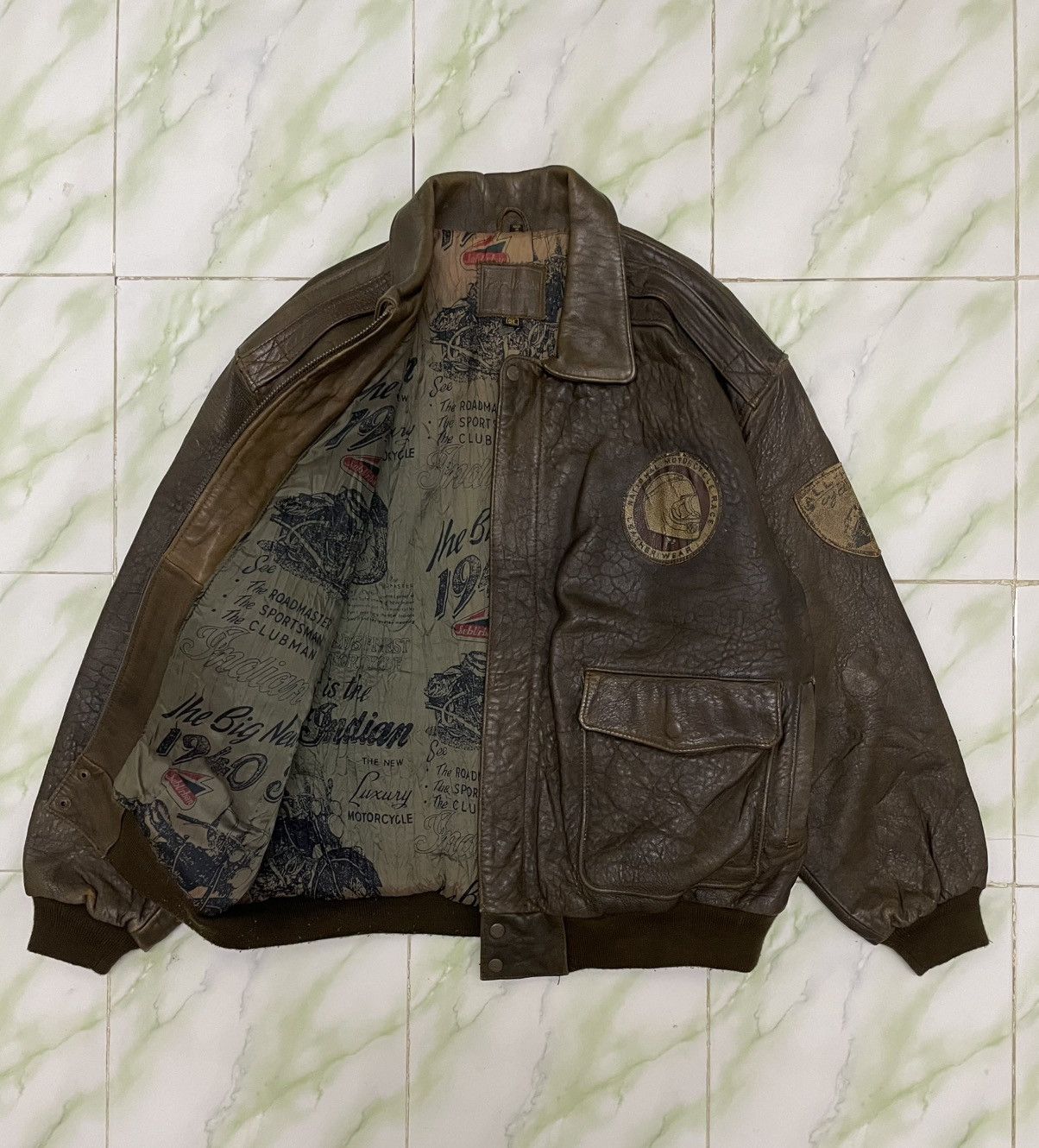 Indian Motorcycle Vintage Indian Motorcycle Flying Tigers Leather Jacket 50s Size US XL / EU 56 / 4 - 5 Thumbnail