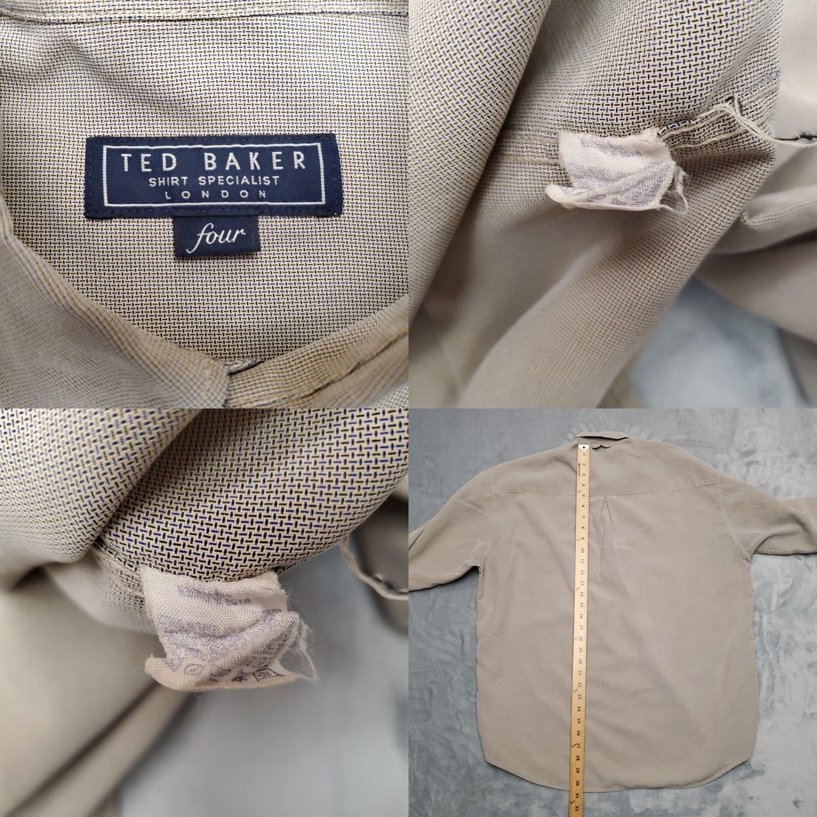 Ted Baker Ted Baker Shirt Mens XL Beige Textured Long Sleeve Button Up Casual Four London Size US XL / EU 56 / 4 - 8 Thumbnail
