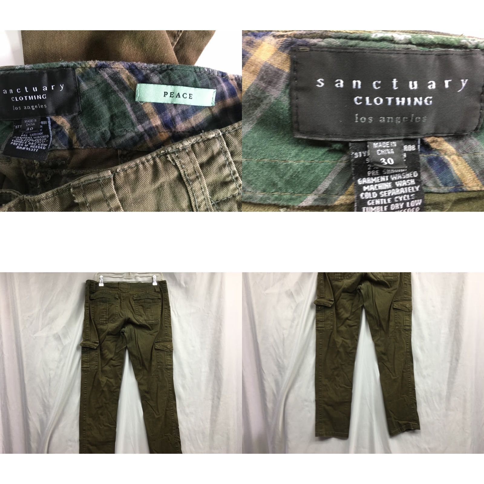 Anthropologie VINTAGE? No — Sanctuary Clothing Women's Peace Pants Flare Army Green Size 30 Size 30" / US 8 / IT 44 - 8 Thumbnail