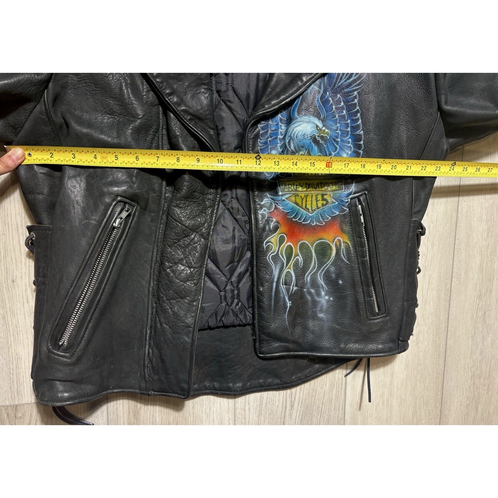 Leather VTG Leather Biker Jacket Airbrushed Harley Davidson Art L Size US L / EU 52-54 / 3 - 22 Thumbnail