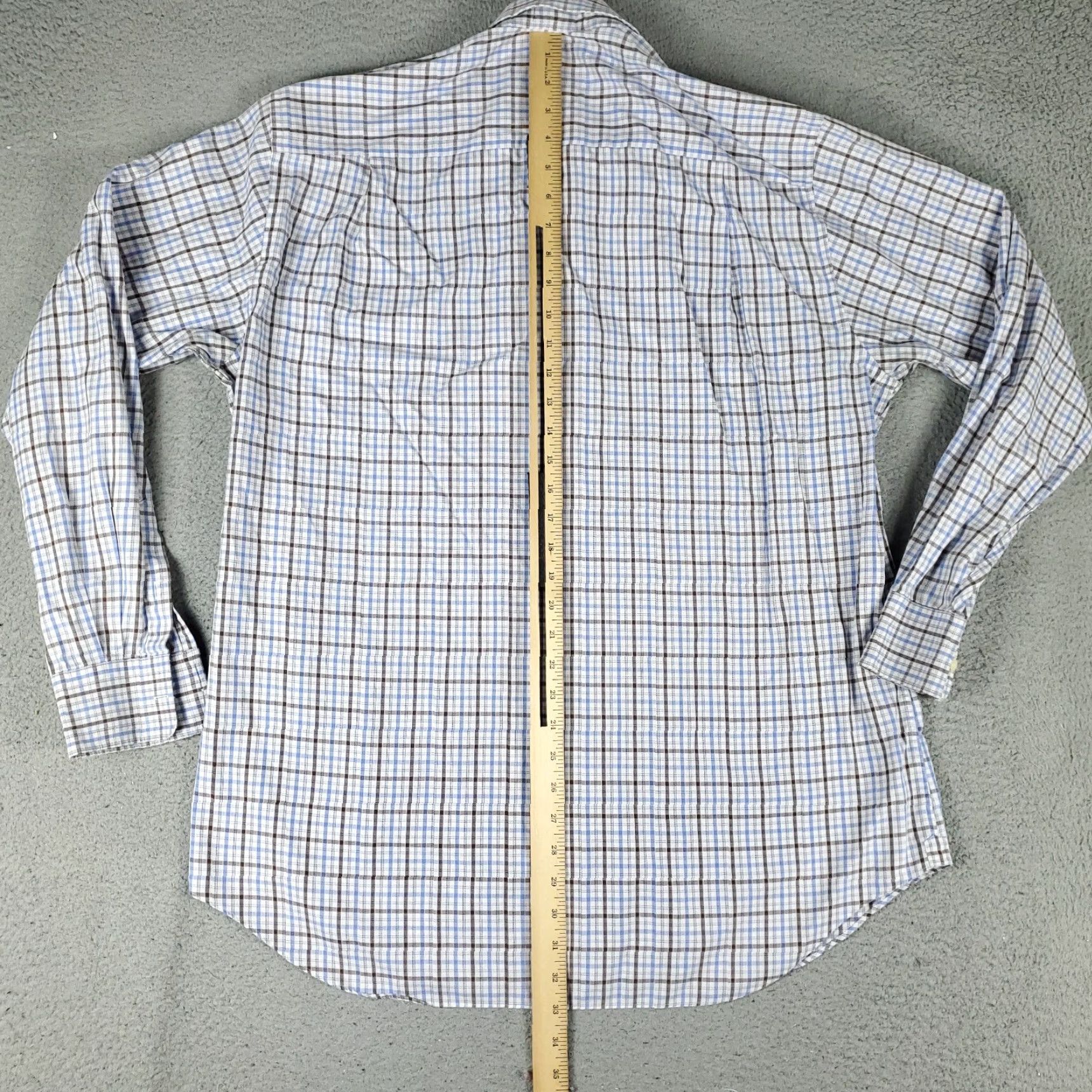 David Donahue David Donahue Shirt Mens Size 16.5 Blue Plaid Dress Button Up Long Sleeve Size 42R - 6 Thumbnail