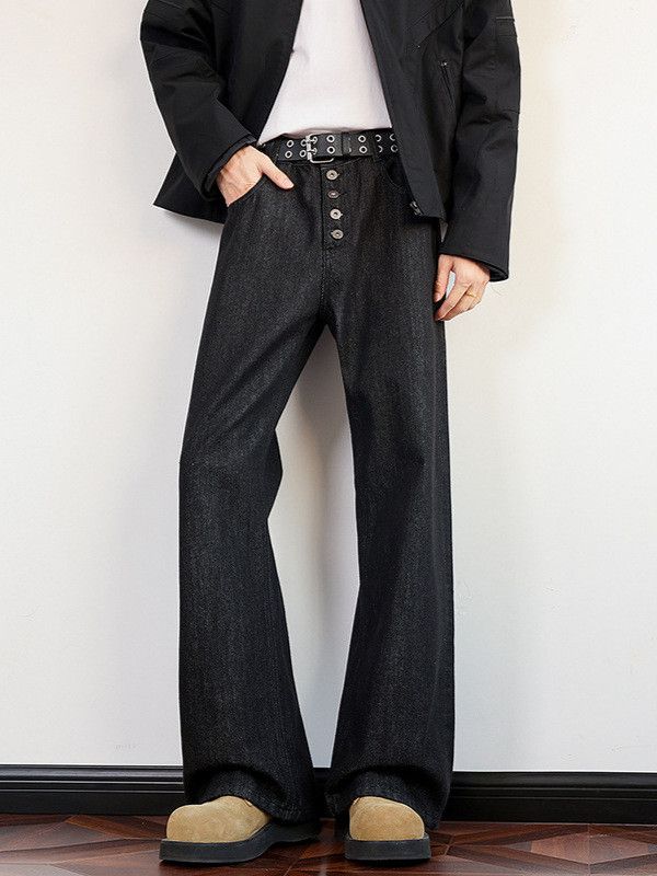 Japanese Brand Men's straight loose-fitting cleanfit black jeans Size US 32 / EU 48 - 1 Thumbnail