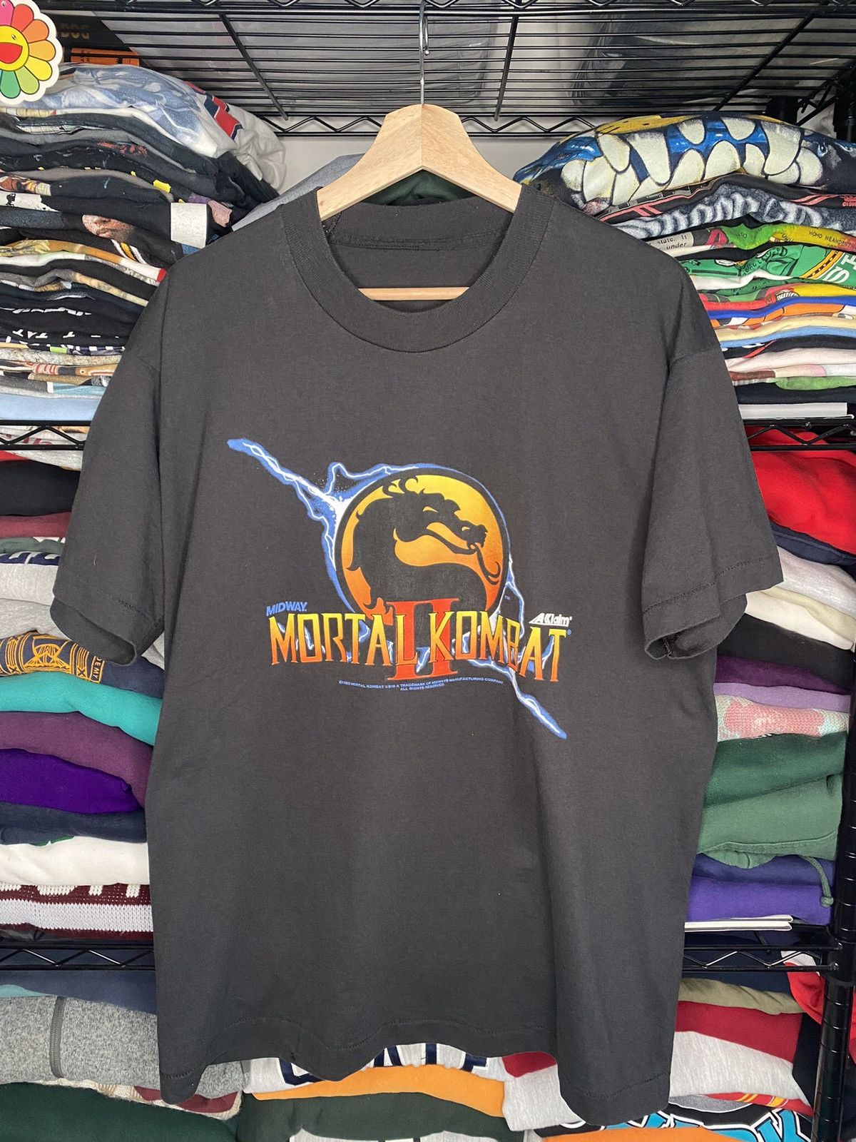 image of Vintage 1993 Mortal Kombat 2 Video Game Shirt in Black, Men's (Size XL)