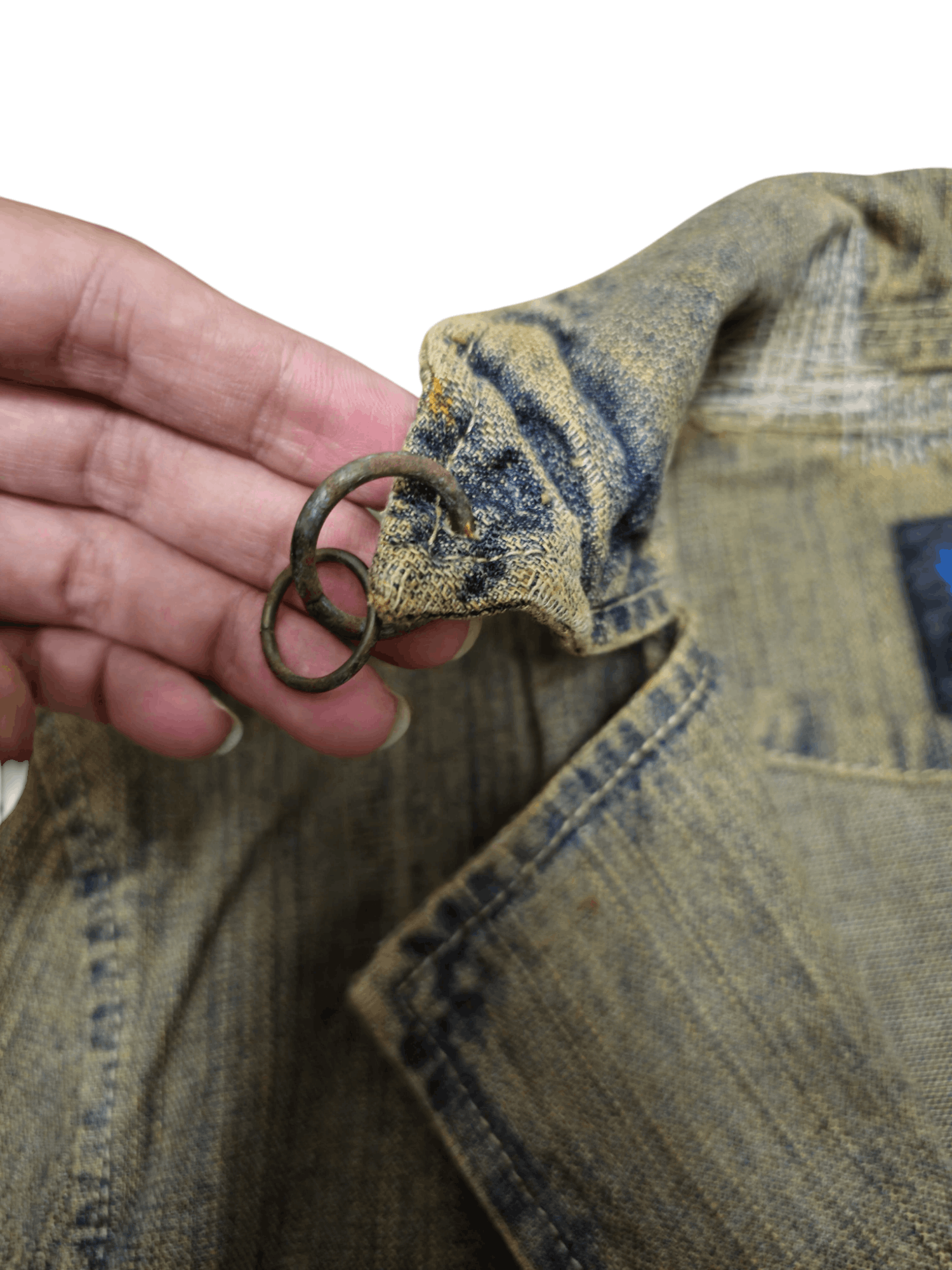 If Six Was Nine Distressed Pierced Denim Jacket Size US XL / EU 56 / 4 - 5 Thumbnail
