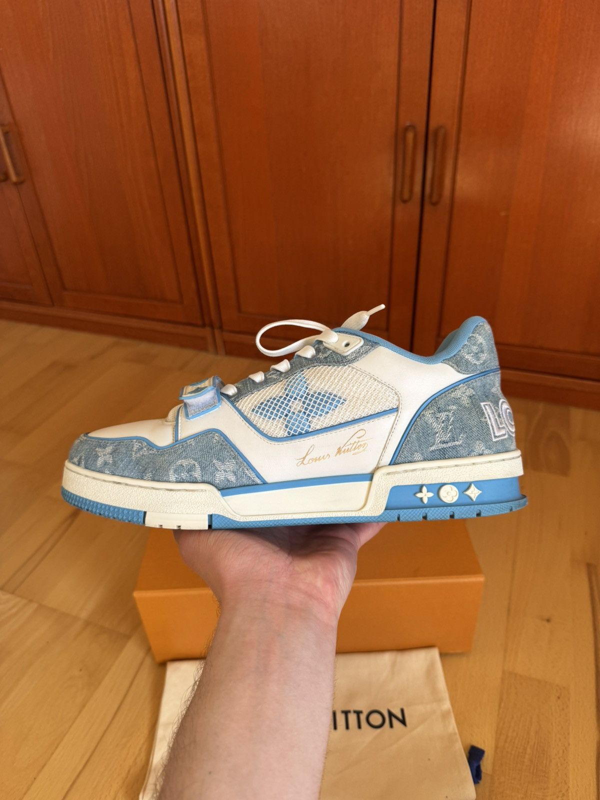 Louis Vuitton Louis Vuitton LV Trainer Velcro Strap Blue Denim Size US 10.5 / EU 43-44 - 2 Thumbnail