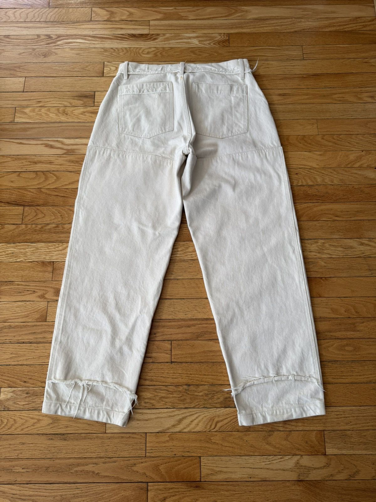 AIREI Distressed Paneled Cotton Twill Trousers Size US 33 - 2 Thumbnail
