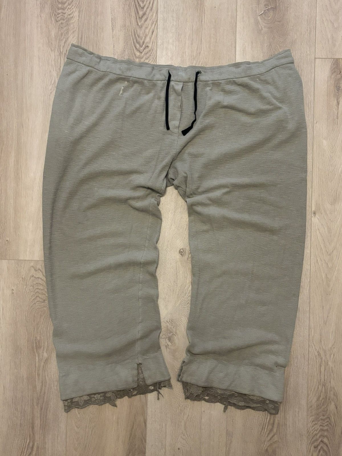 Ann Demeulemeester Ann Demeulemeester faded green knit wide leg sweatpants Size US 34 / EU 50 - 2 Thumbnail