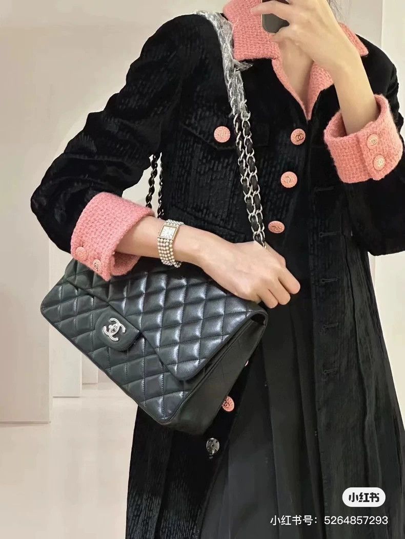 Chanel Chanel 22B pink collar black velvet mid-length jacket Size XS / US 0-2 / IT 36-38 - 9 Thumbnail