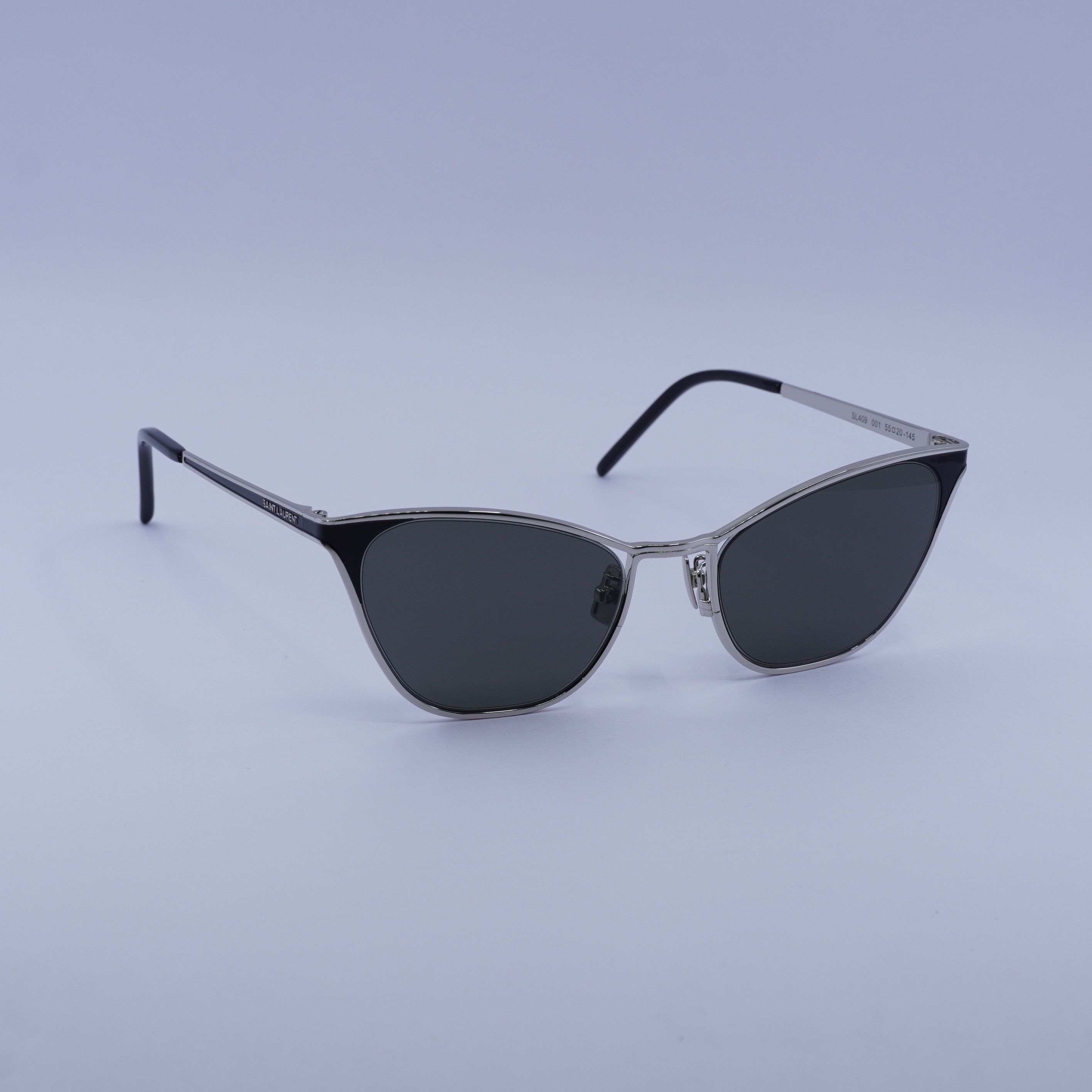 Saint Laurent Paris Saint Laurent SL409 001 Sunglasses Silver Cat Eye Frame Size ONE SIZE - 1 Thumbnail